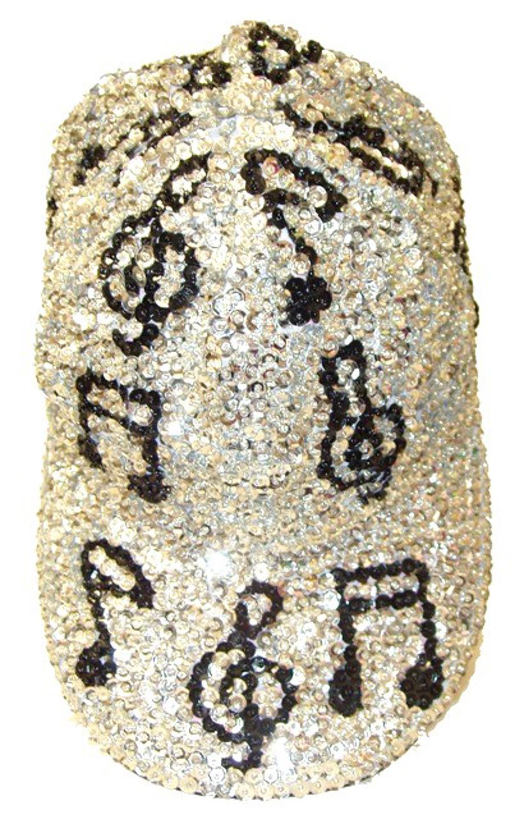 Designer Sequin Baseball Cap Silver W/Black Music Size ONE SIZE - 1 Preview