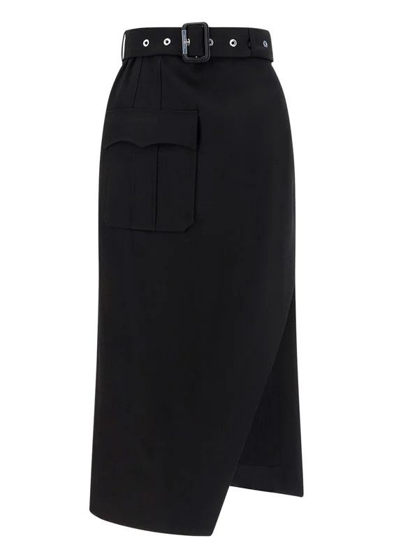 Alexander McQueen o1y0325 Midi Skirt in Black Size 26" / US 2 / IT 38 - 1 Thumbnail