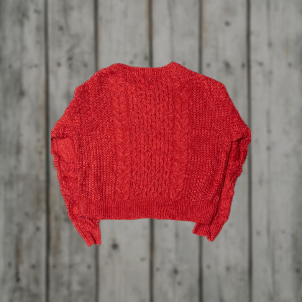 Abercrombie & Fitch VINTAGE Abercrombie & Fitch Red Cropped Sweater Size Small Cable Knit Size S / US 4 / IT 40 - 1 Thumbnail