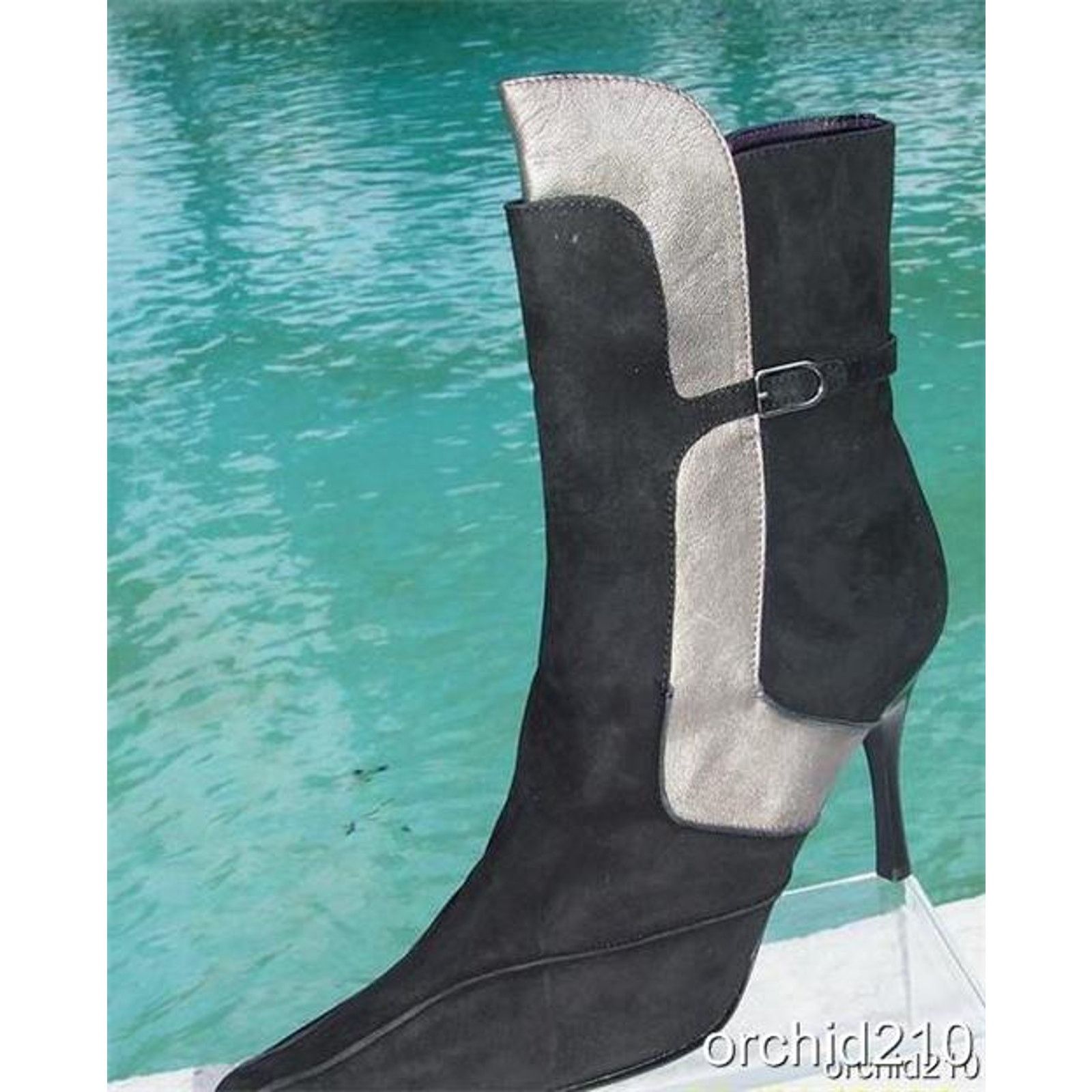 Donald Pliner Donald Pliner Black Suede Leather Metallic Boot $595 NWT Size US 11 / IT 41 - 8 Thumbnail