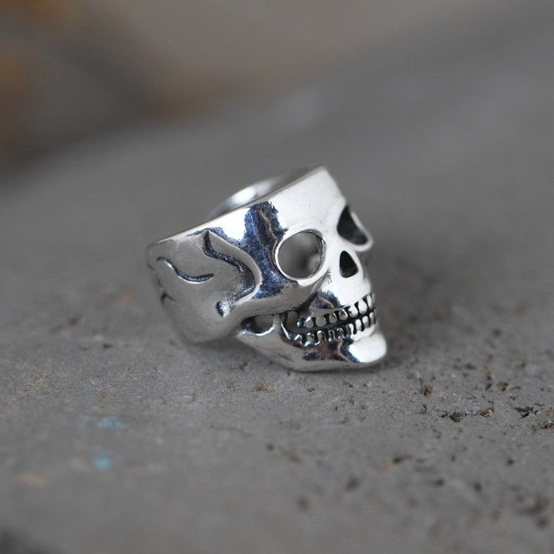 Jewelry × Sterling Silver Skull Hip-hop Earrings One Pairs Chrome Jewelry Size ONE SIZE - 2 Thumbnail