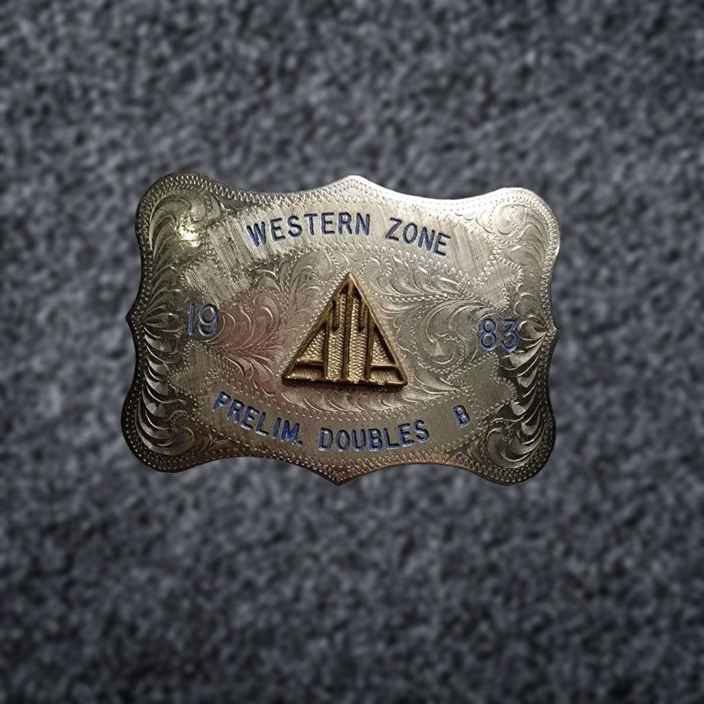 Vintage Vintage Western Belt Buckle 1983 Shooting Trophy Cowboy Silver, 80s Rockabilly, Unbranded Mens Size ONE SIZE - 1 Thumbnail