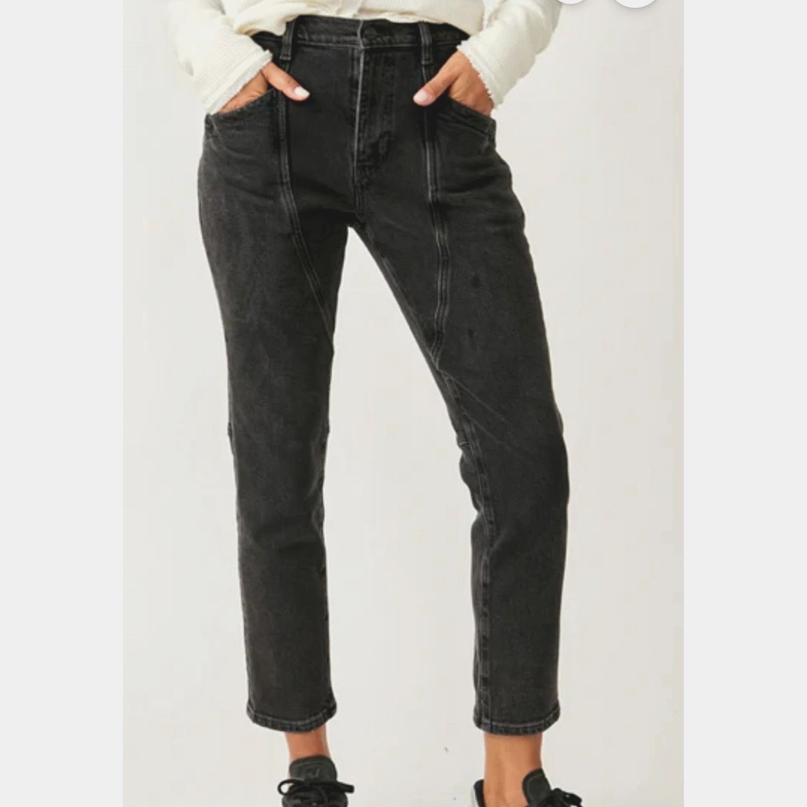 Free People Free People Beacon Mid Rise Slim Crop Jeans Black Quartz 30 Size 30" / US 8 / IT 44 - 3 Thumbnail