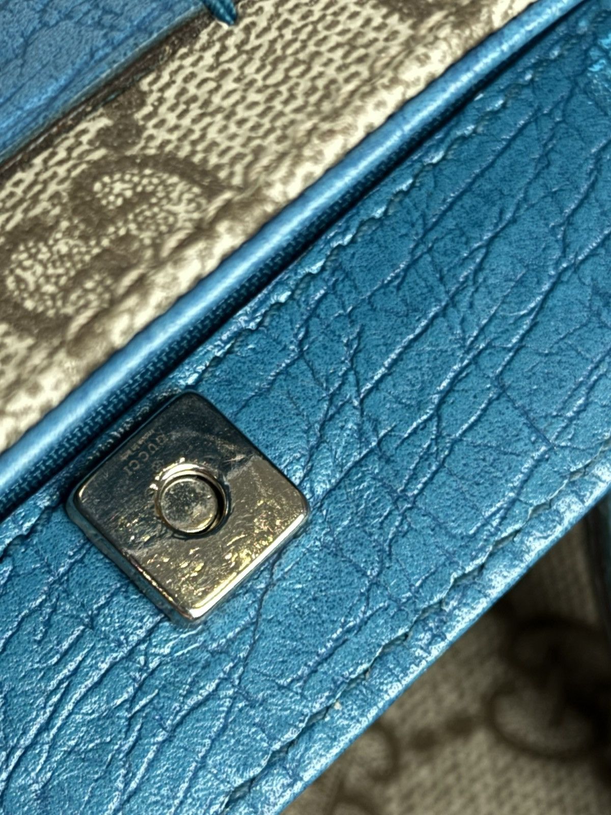 Gucci GUCCI Leather Tote Bag GG Pattern Blue women Handbag Size ONE SIZE - 6 Thumbnail