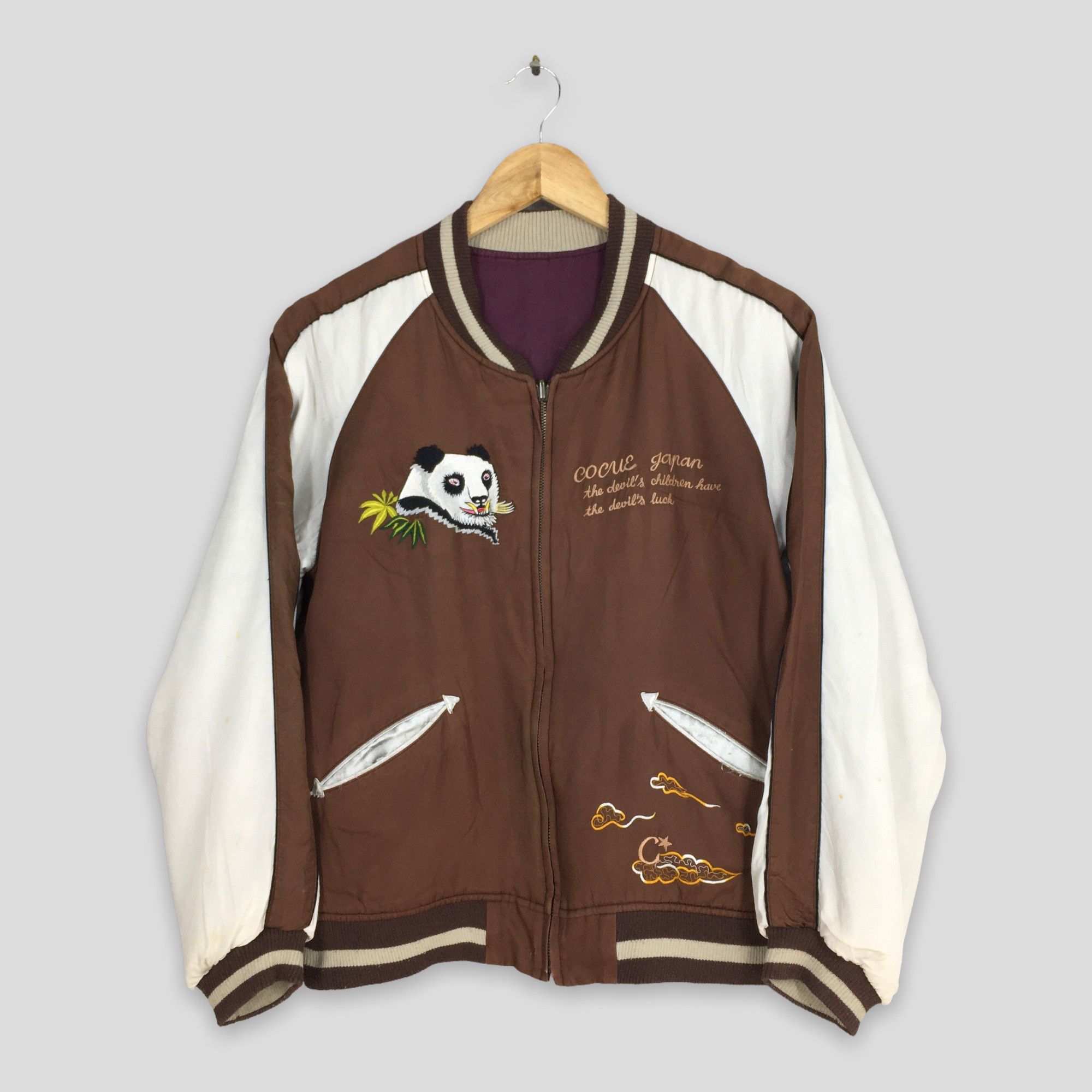 image of Kimono Japan Dragon x Sukajan Souvenir Jacket Vintage Sukajan Panda Vs Dragon Souvenir Jacket Mediu
