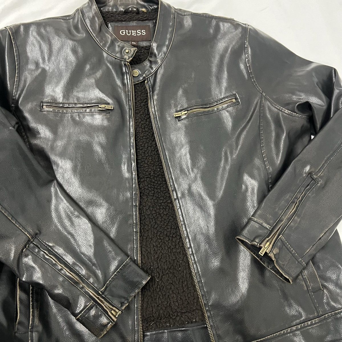 Guess Y2K Vintage Guess Faux Leather Sherpa Lined Jacket Men’s XXL Size US XXL / EU 58 / 5 - 10 Thumbnail