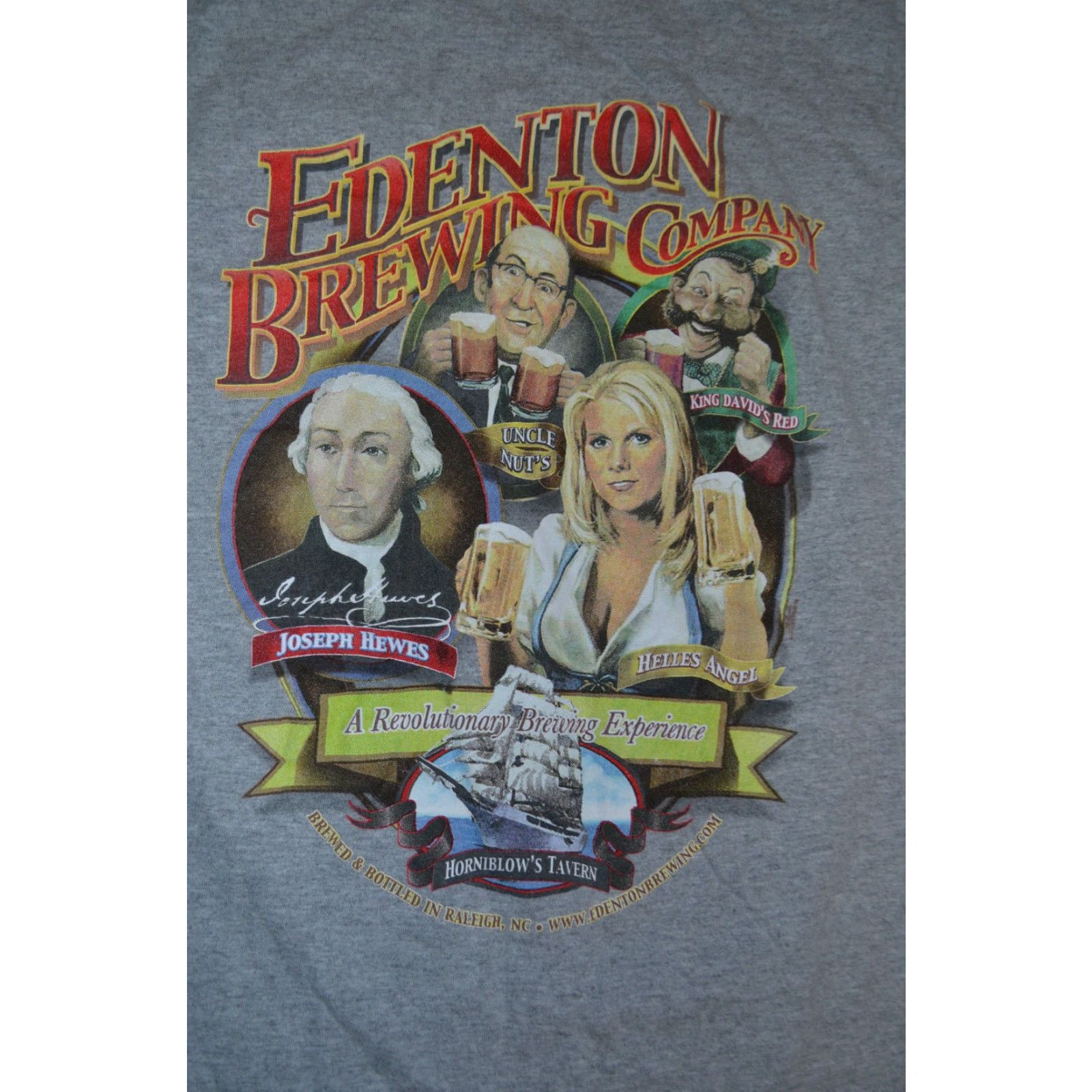Gildan Edenton Brewing Company Hornblower's Tavern Raleigh NC T Shirt Medium Men Gray Short Sleeve Gildan 90% Cotton 10% Polyester UNC Nuts Size US M / EU 48-50 / 2 - 2 Thumbnail