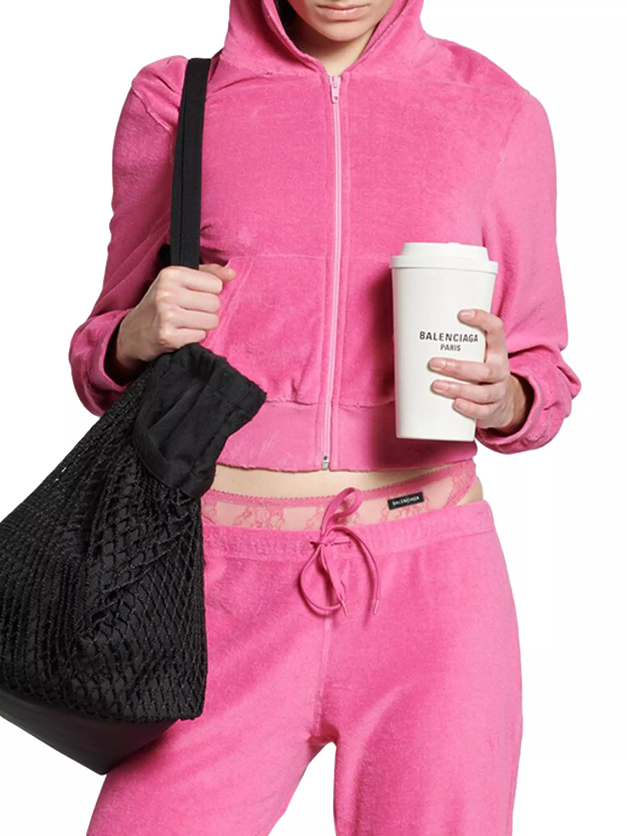 Balenciaga o1bcso1str0525 BB Motel Zip-Up Hoodie Fitted in Pink Size M / US 6-8 / IT 42-44 - 3 Thumbnail