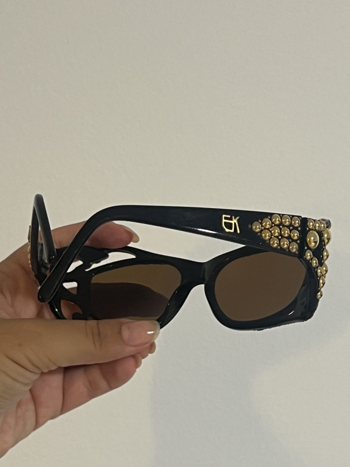 Emmanuelle Khanh Vintage Emmanuelle Khanh Golden Studded Sunglasses Size ONE SIZE - 5 Thumbnail