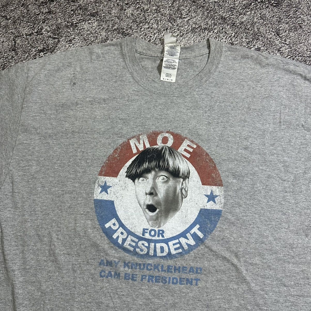 Vintage THE THREE STOOGES VINTAGE TSHIRT " MOE FOR PRESIDENT!" Size US XL / EU 56 / 4 - 2 Thumbnail