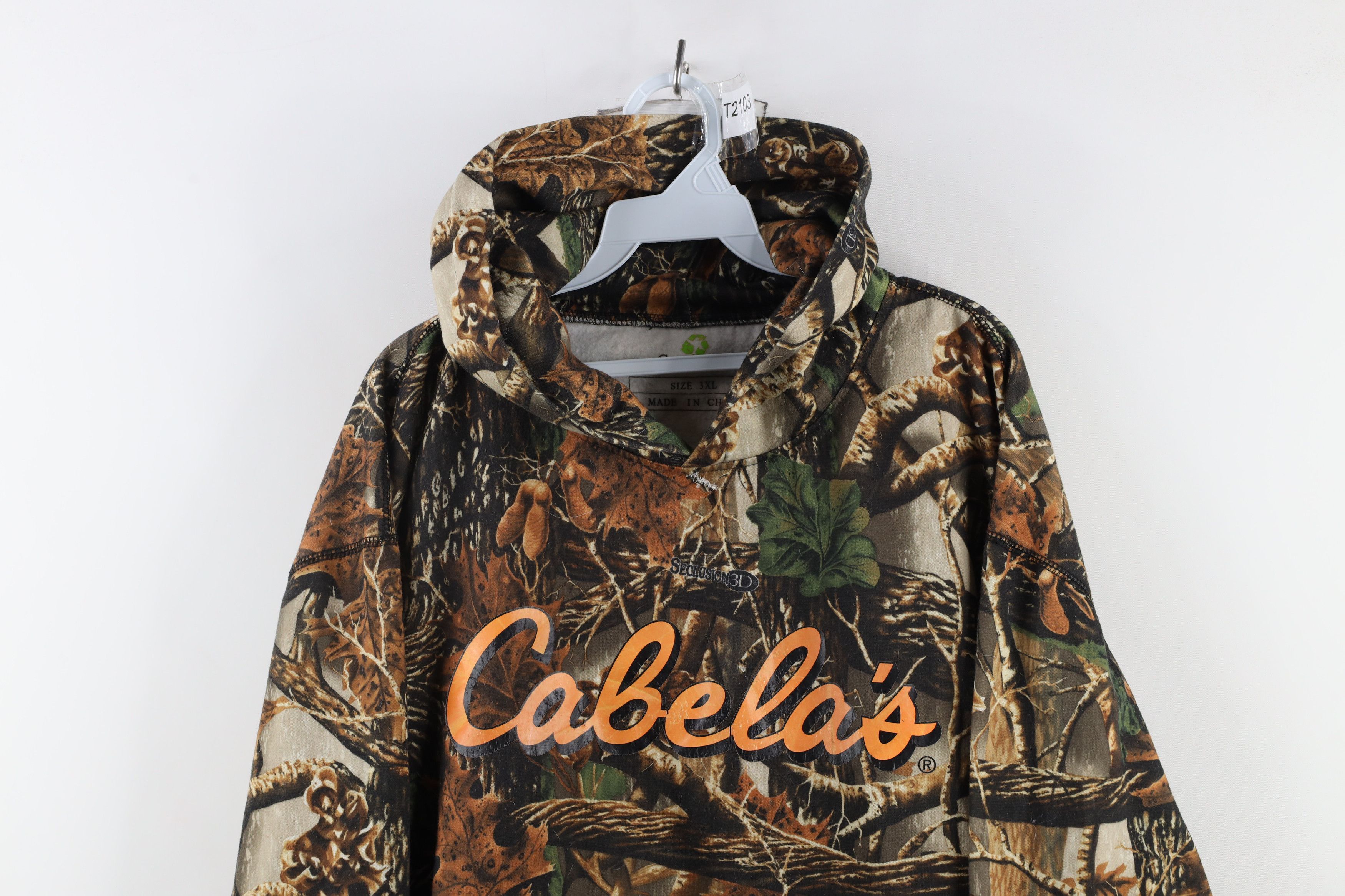 Cabelas × Vintage Vintage Cabelas Spell Out Camouflage Hoodie Sweatshirt Size US XXL / EU 58 / 5 - 2 Thumbnail