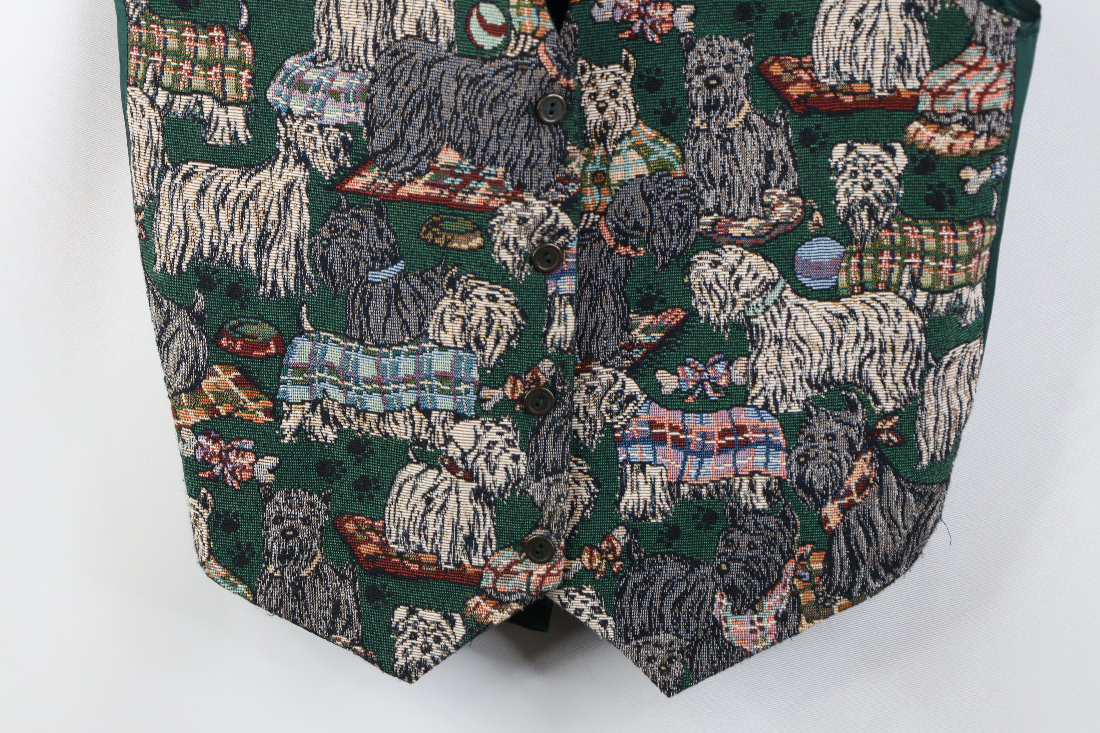 Vintage Vintage 90s Streetwear Needlepoint Dogs Tie Back Vest Jacket Size M / US 6-8 / IT 42-44 - 3 Thumbnail