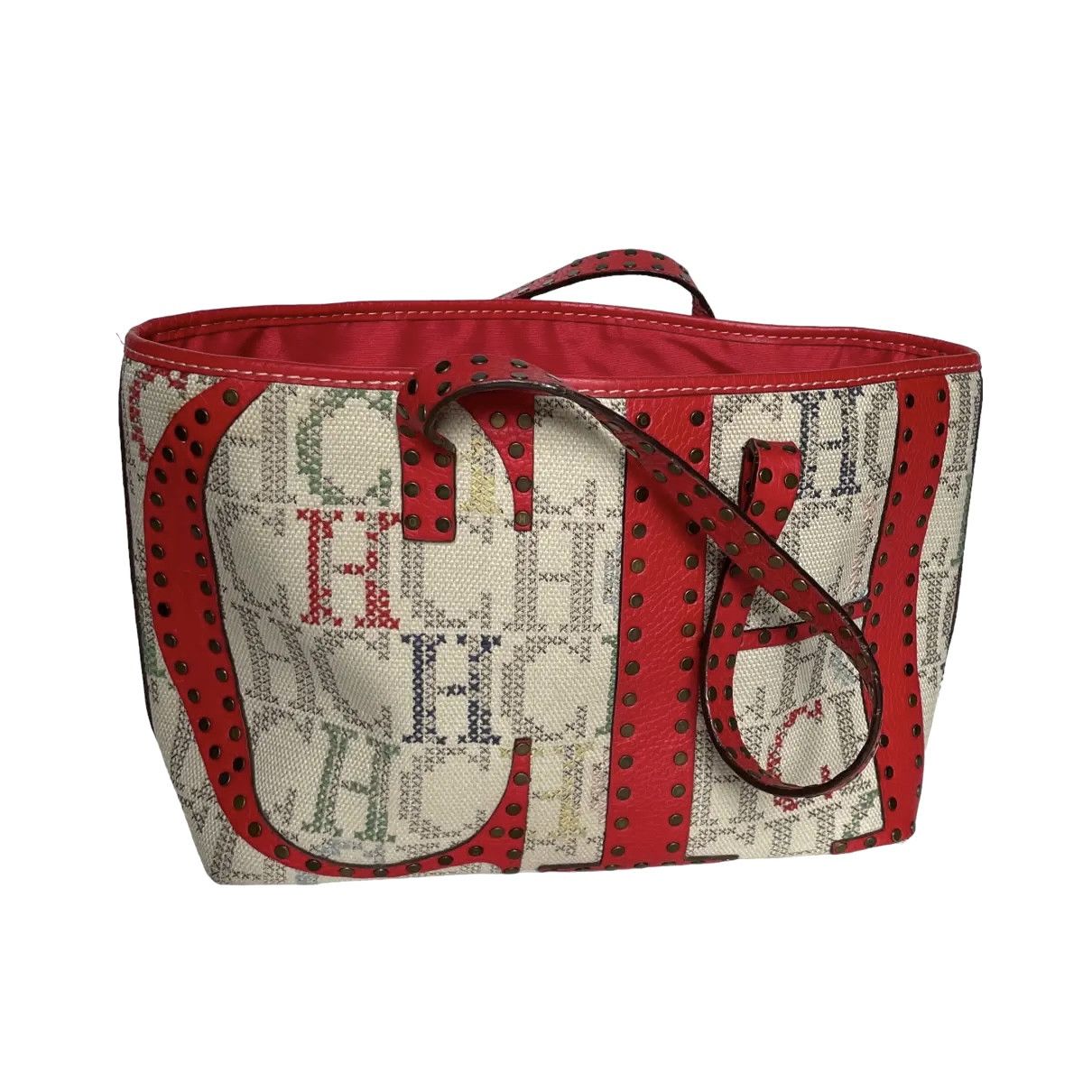 Carolina Herrera Crafted Carolina Herrera Studded Tote Bag Canvas CH Initials Size ONE SIZE - 4 Thumbnail