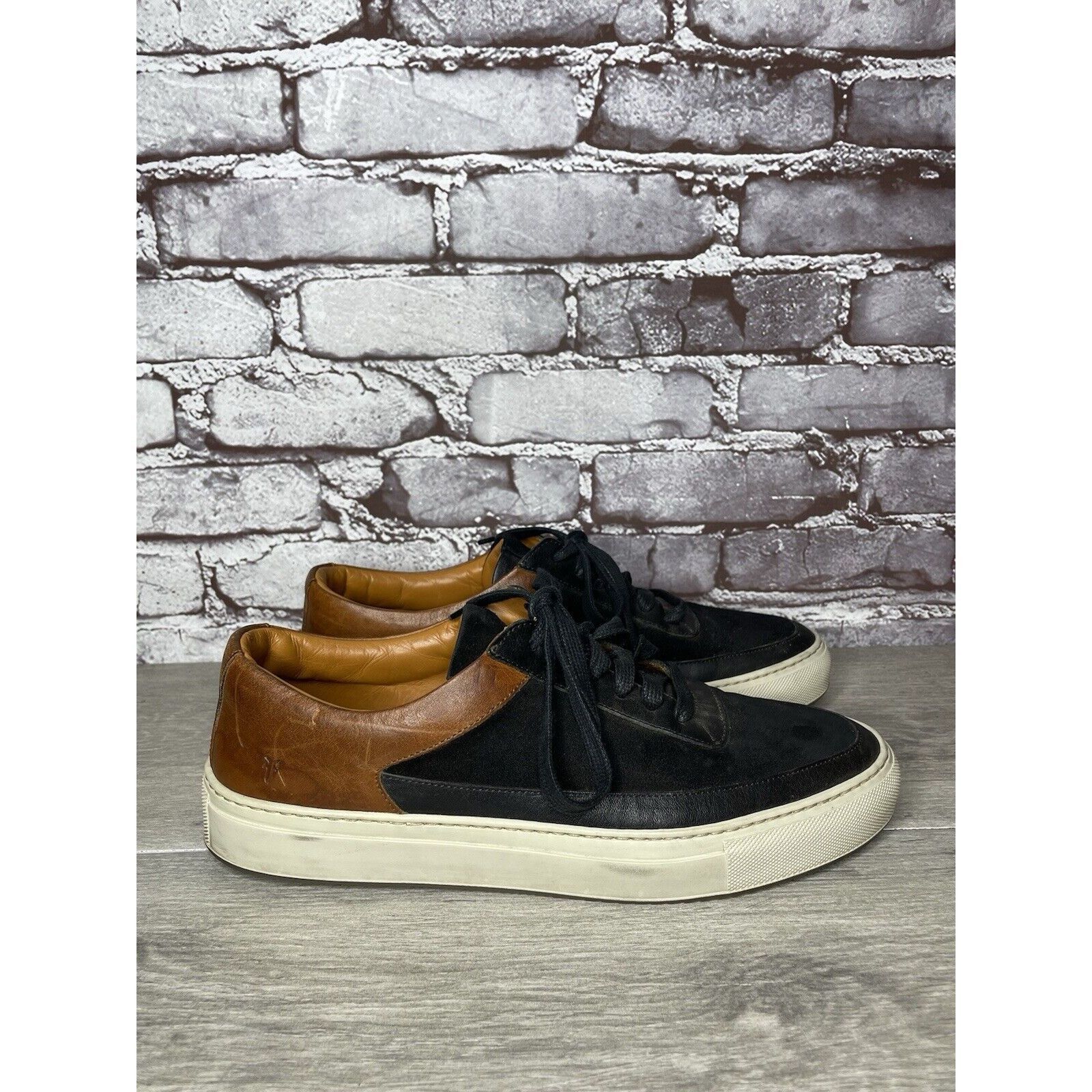 Frye Frye Black Suede Brown Leather Lace Up Low Top Casual Shoes Size US 10 / EU 43 - 3 Thumbnail