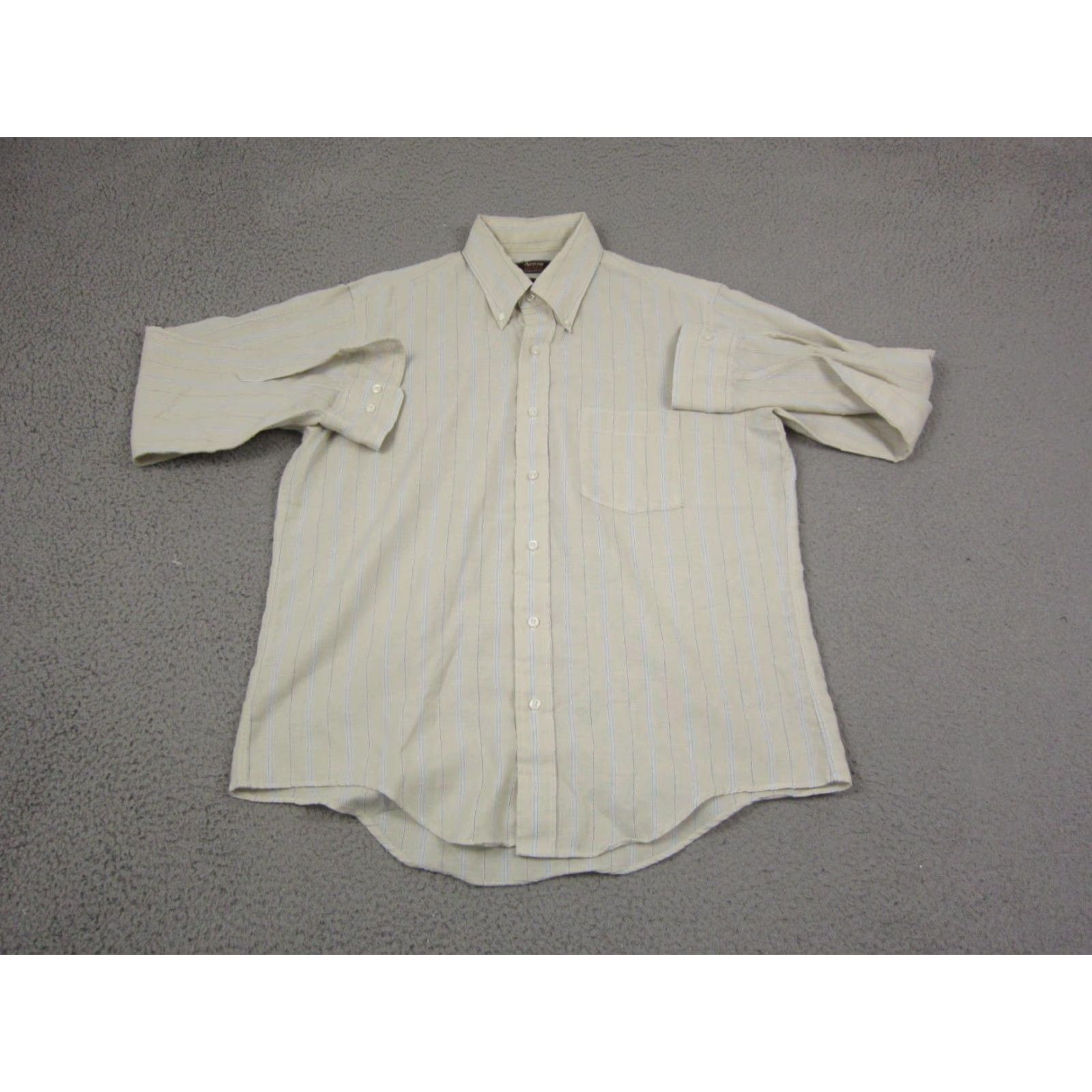 Arrow Vintage Arrow Shirt Adult 16.5 Beige Striped Mens 90s Oxford Casual Button-Up Size US XL / EU 56 / 4 - 2 Thumbnail