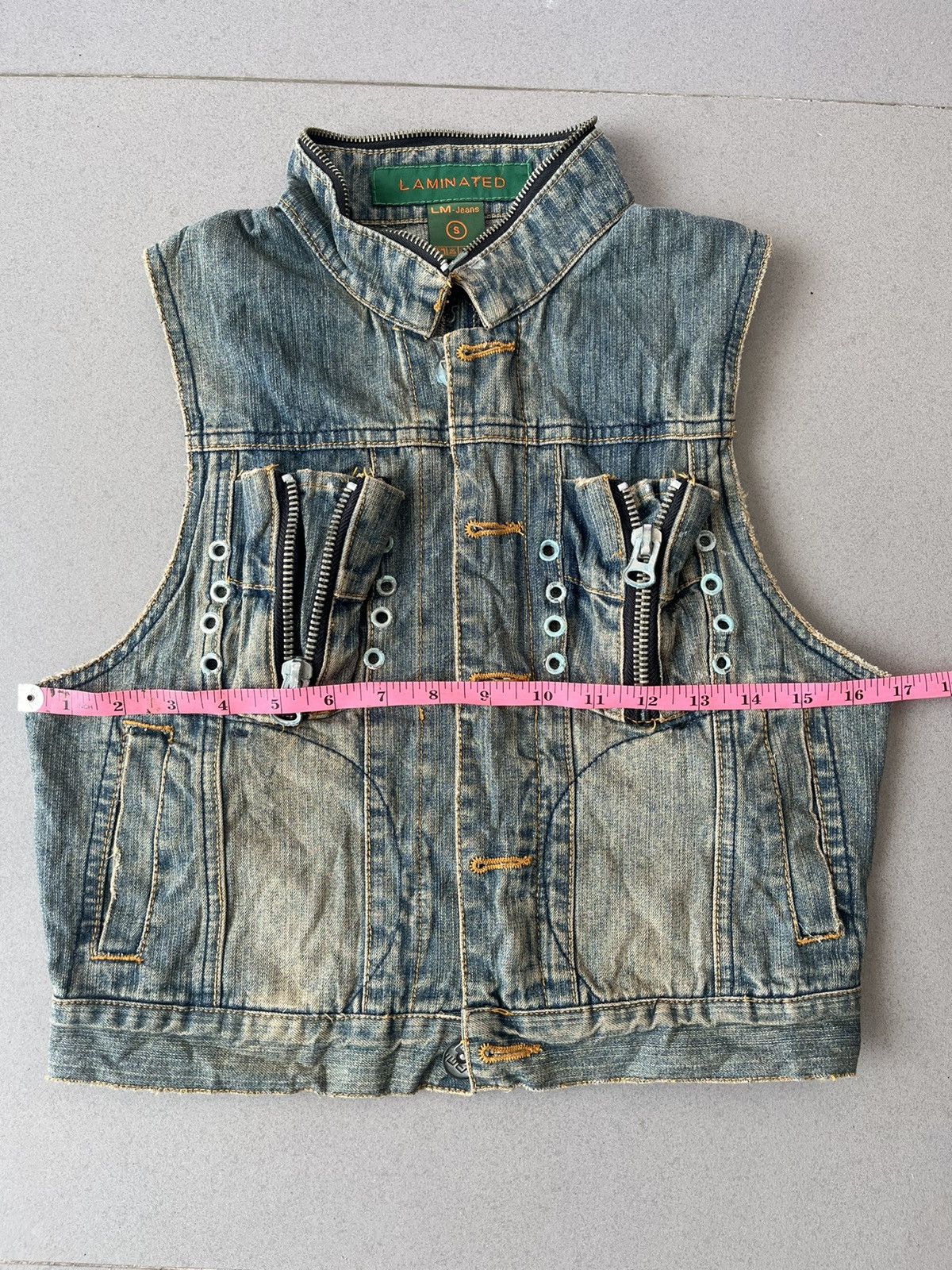 14th Addiction Laminated~Japanese Denim Vest Multi Zip Seditionaries Style Size US S / EU 44-46 / 1 - 10 Thumbnail
