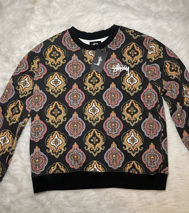 Stussy wendel paisley crew neck sweatshirt new arrivals