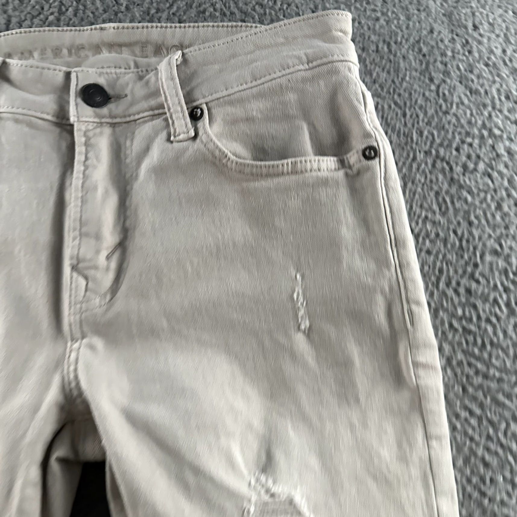 American Eagle Outfitters VINTAGE American Eagle Jeans Athletic Skinny Distressed 29x29 Beige Cotton Blend Mens Jeans Size US 29 - 4 Thumbnail