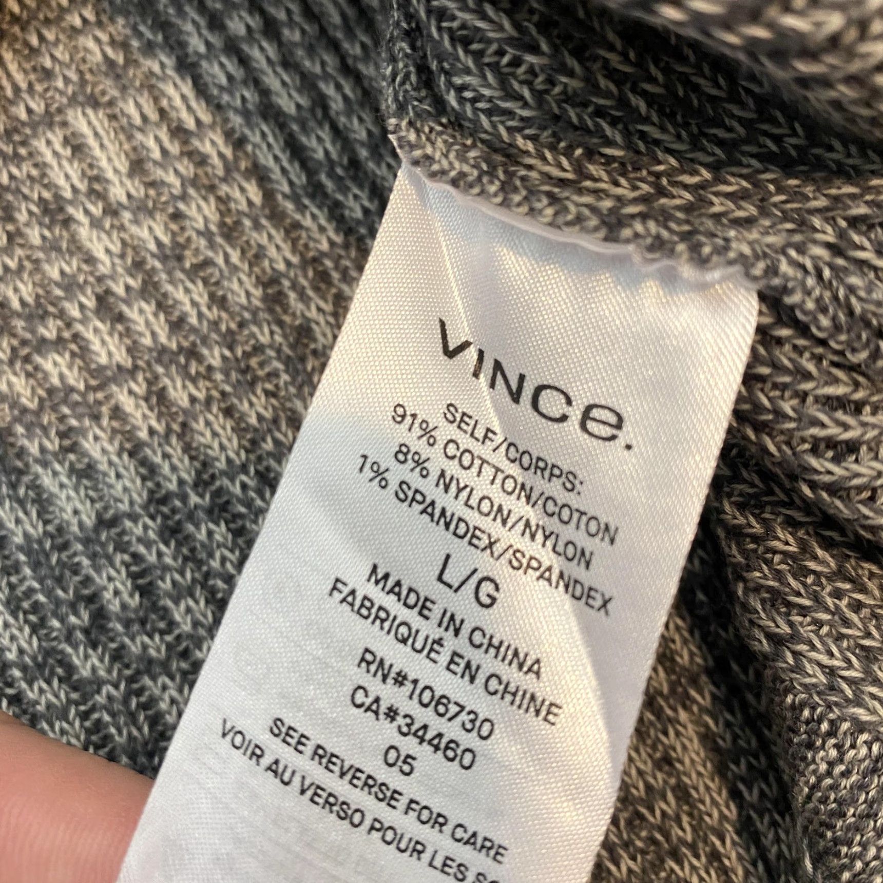 Vince Vince Sweater Womens Large Gray Marled Cotton Blend Crewneck Knit Pullover Size L / US 10 / IT 46 - 6 Thumbnail