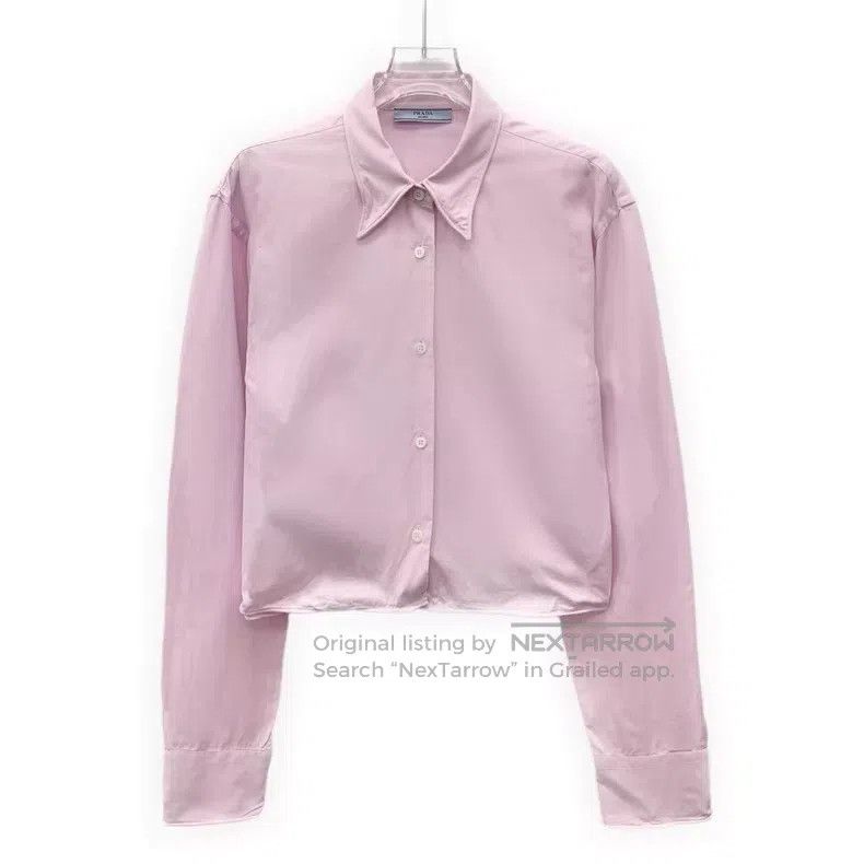 Prada Prada 24 styles of pink lapel twisted long-sleeved shirts Size XS / US 0-2 / IT 36-38 - 1 Thumbnail