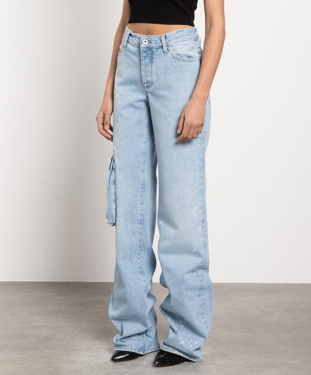 Off-White o1y1225 Cargo Denim Pant in Blue Size 25" / US 0 / IT 36 - 2 Thumbnail