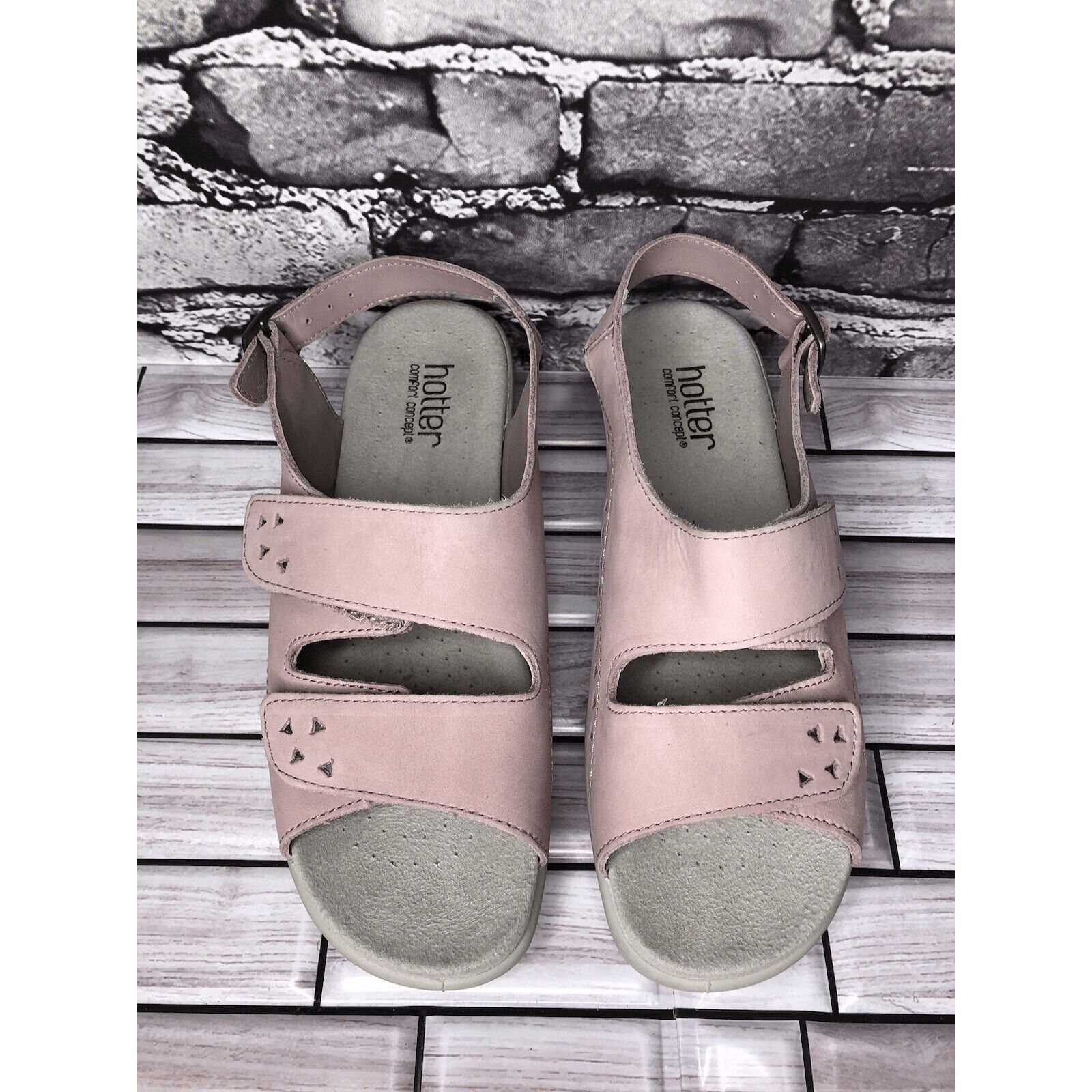 Other Hotter Easy STD Lilac Pink Nubuck Leather Strap Wedge Sandal Size US 9 / IT 39 - 10 Thumbnail