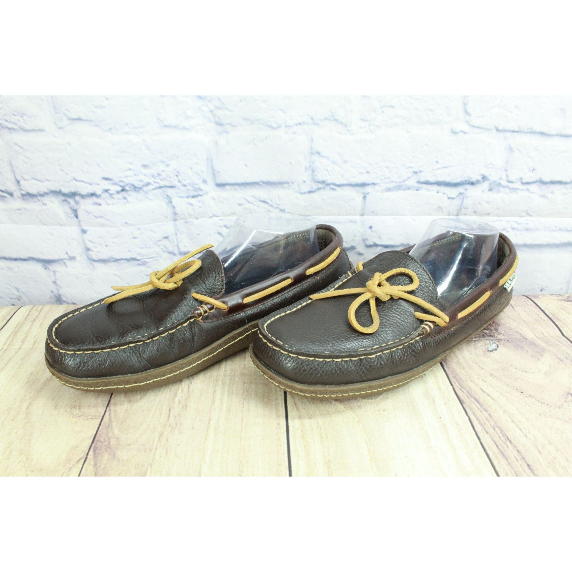 L.L. Bean × Leather LL Bean Men's Leather Flannel Lined Moccasin Slippers 8 M Size US 8 / EU 41 - 2 Thumbnail