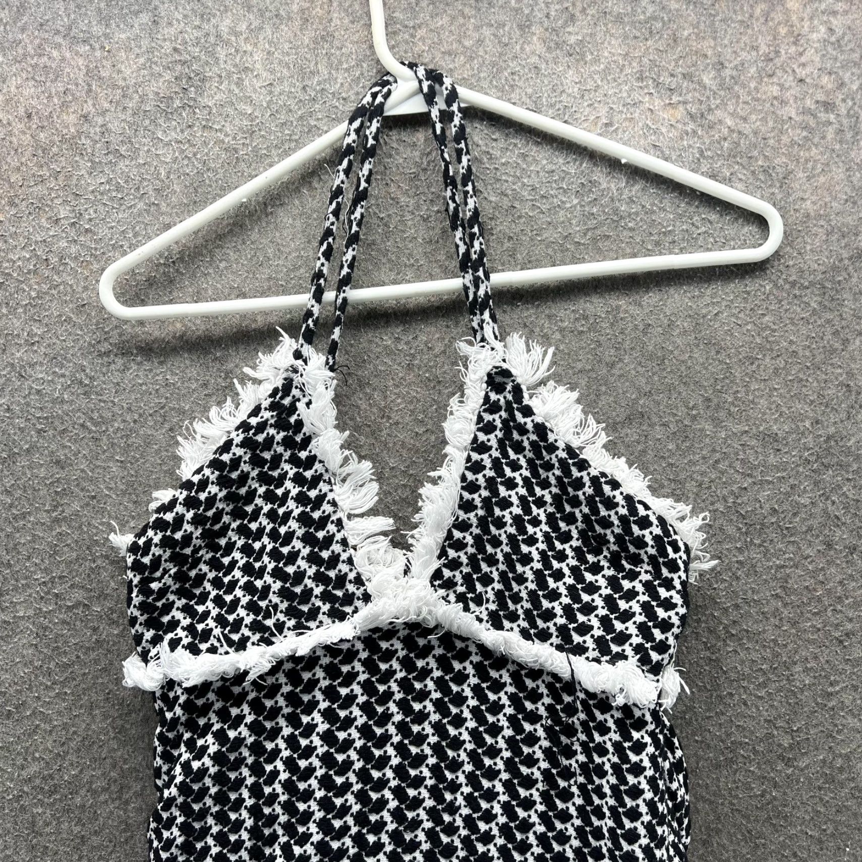 Dodo Bar Or Dodo Bar Or Dress Womens Small Black Houndstooth Halter Fringe Swing Sundress Size S / US 4 / IT 40 - 7 Thumbnail