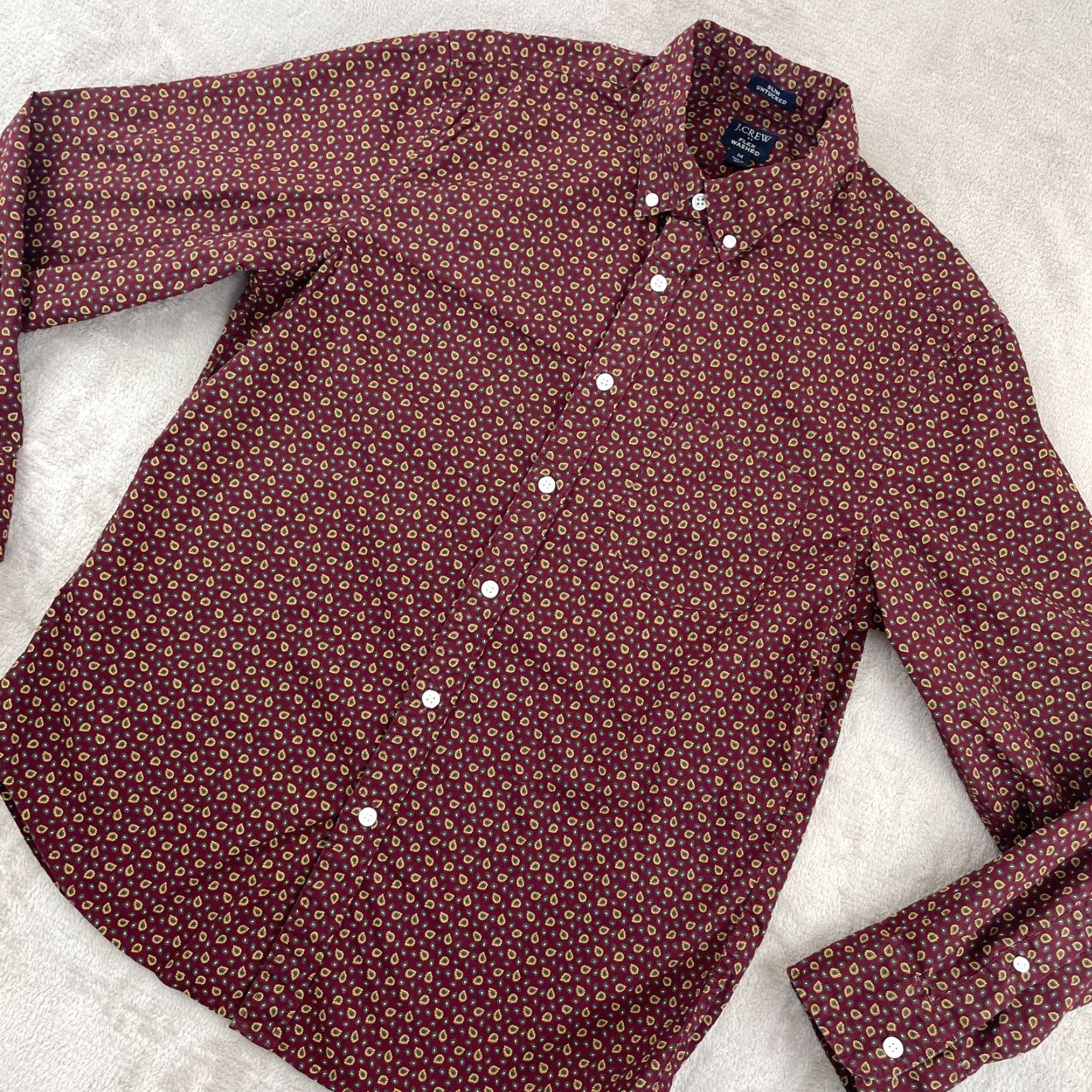 J.Crew J.CREW Shirt Men M Burgundy Paisley AOP Slim Untucked Flex Washed Preppy Shirt Size US M / EU 48-50 / 2 - 4 Thumbnail