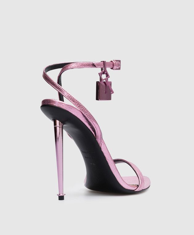 Tom Ford o1loc1c0924 W2748J Padlock Naked Sandals in Metalic Pink Size US 7 / IT 37 - 3 Thumbnail