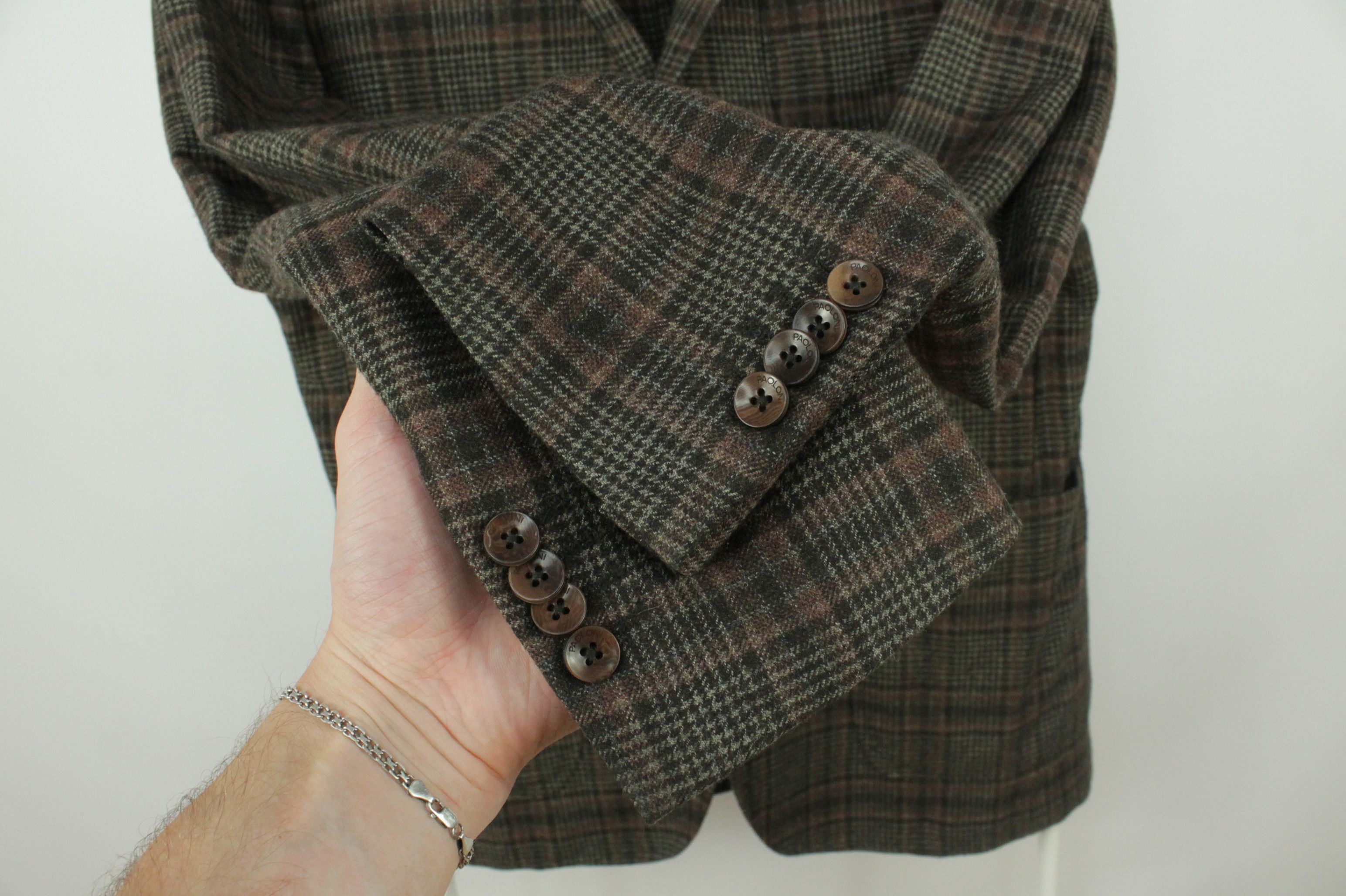 Paoloni PAOLONI Brown Flannel Wool Plaid Sport Coat Blazer Jacket Size US M / EU 48-50 / 2 - 5 Thumbnail