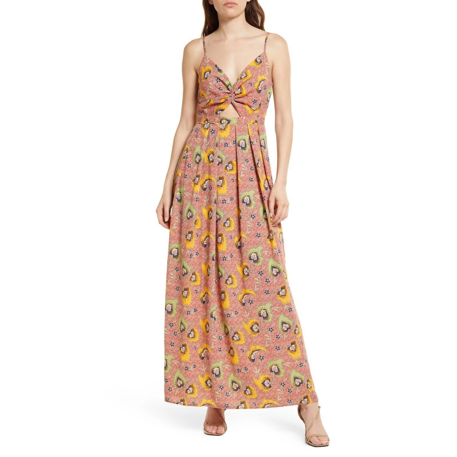 The Unbranded Brand Chelsea28 Women Paisley Satin Cutout Maxi Dress Size XL Size XL / US 12-14 / IT 48-50 - 1 Thumbnail