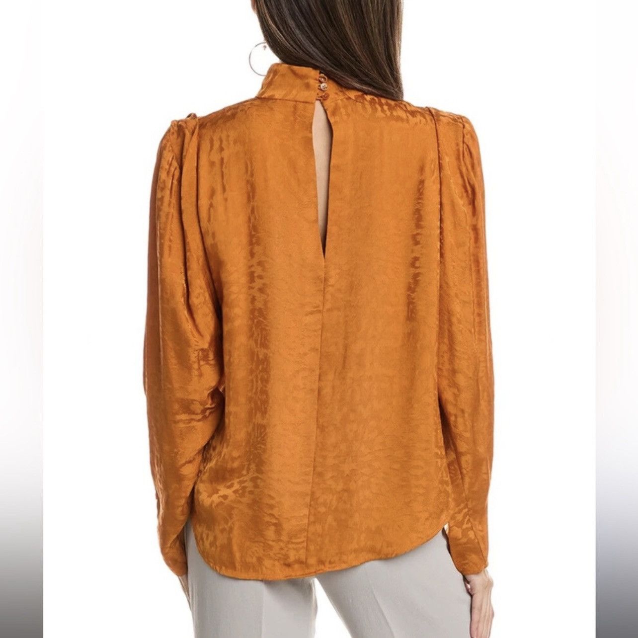 Equipment Equipment Maya Jacquard Satin Blouse Burnt Orange XXS NWT Size XXS / US 00 / IT 34 - 2 Thumbnail