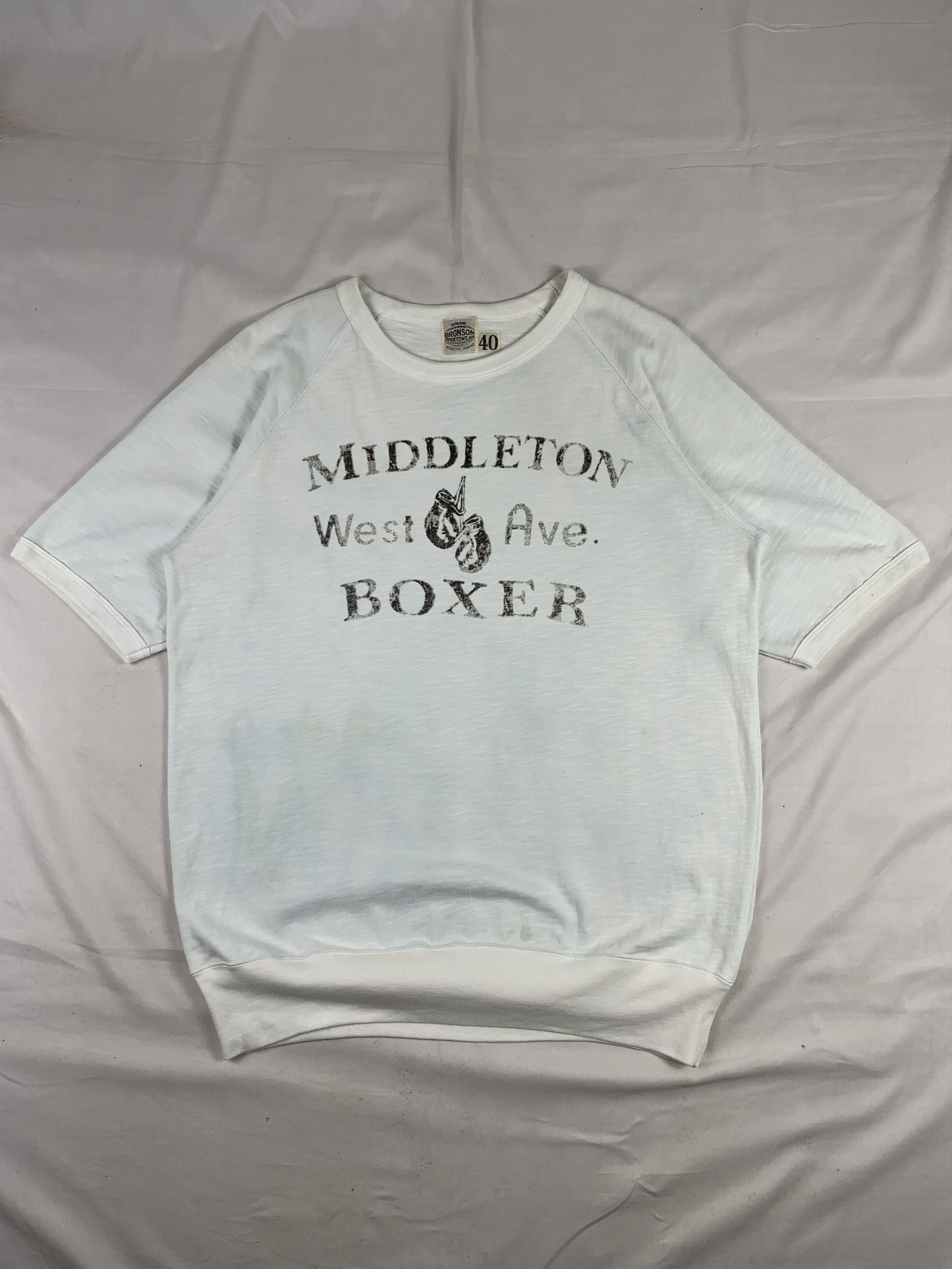 Bronson MFG. CO. Bronson MFG White Boxing Training Sweats Tee (L) Size US L / EU 52-54 / 3 - 1 Thumbnail