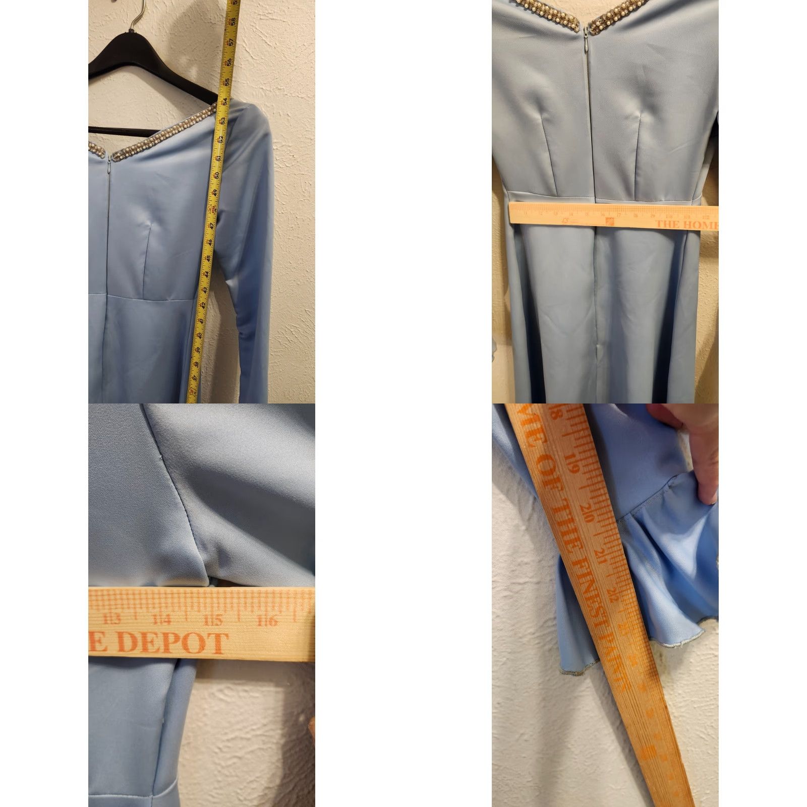 Bell VINTAGE Evening Custom Dress – Size Medium – Light Blue – Bell Sleeves – Pearl Accent – 1970s Women’s/Adult Fashion Size S / US 4 / IT 40 - 9 Thumbnail