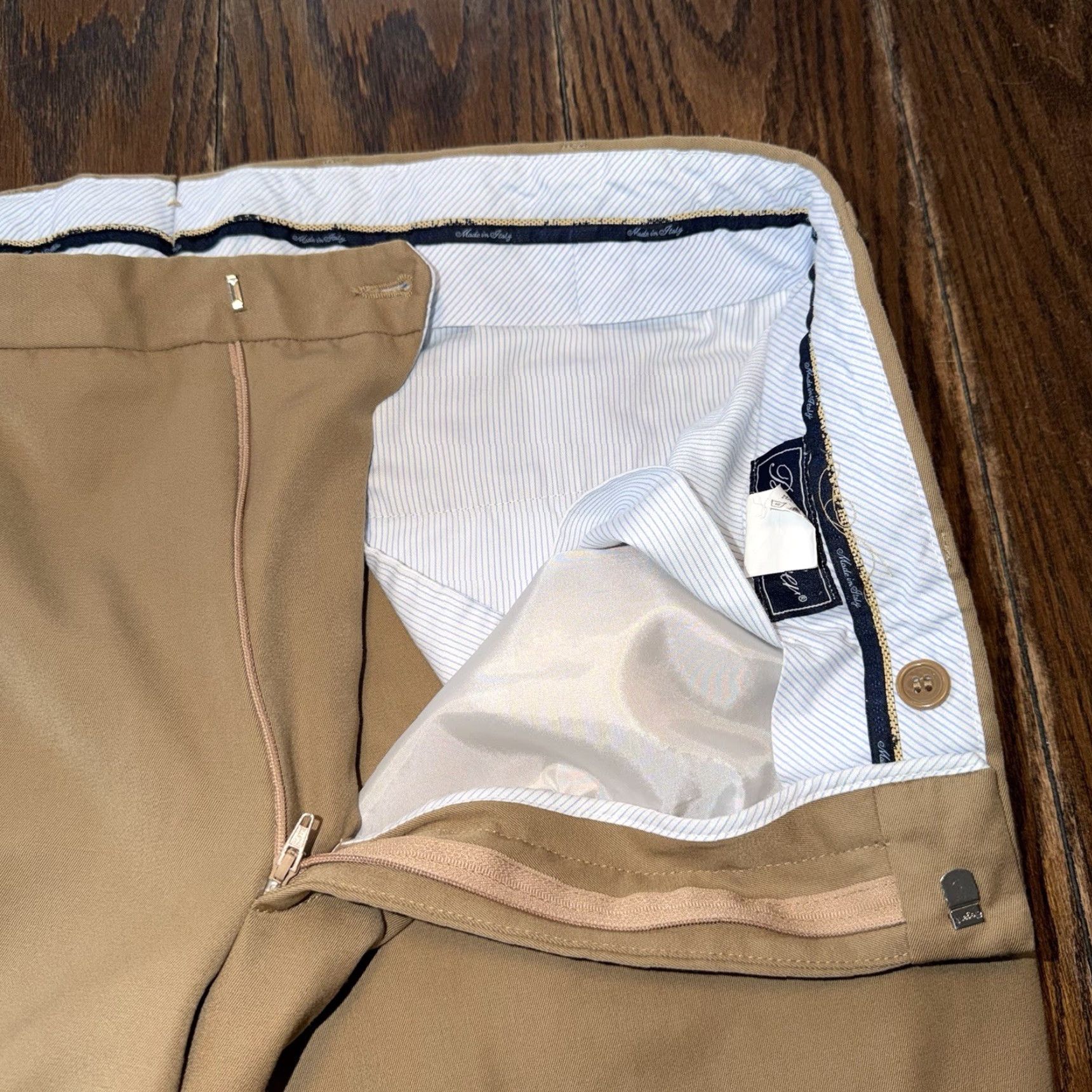 Vintage Ben Silver Charleston Pants Men’s 37x30 Beige Pleated Cuffed Straight 80s USA Men's Dress Pants Size US 38 / EU 54 - 4 Thumbnail