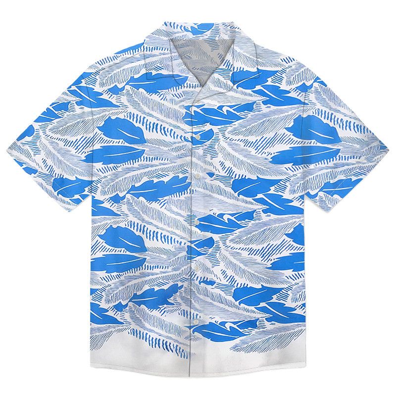 The Unbranded Brand × Vintage Blue Leaf Shirt, Short-sleeved cotton shirt Size US S / EU 44-46 / 1 - 1 Thumbnail