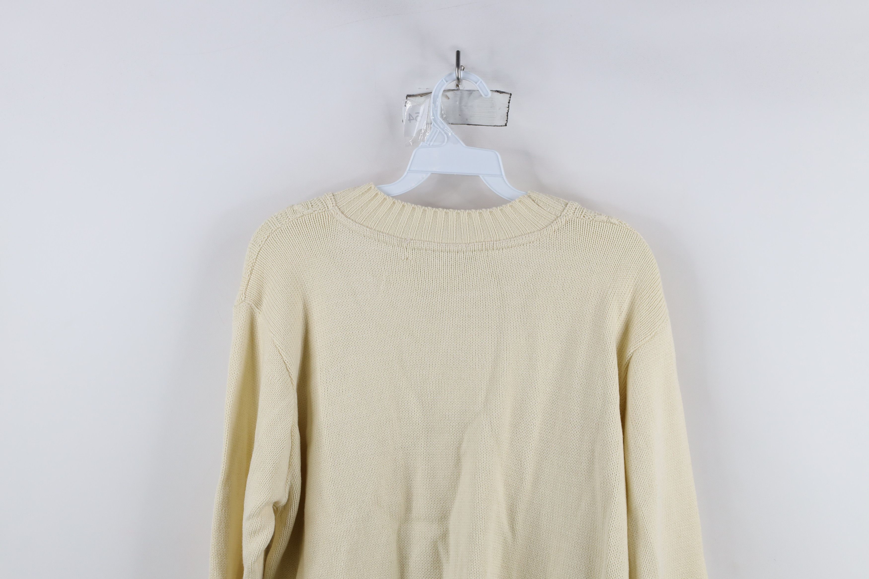 Vintage Vintage 90s Streetwear Ribbed Cable Knit Sweater Beige Size L / US 10 / IT 46 - 9 Thumbnail