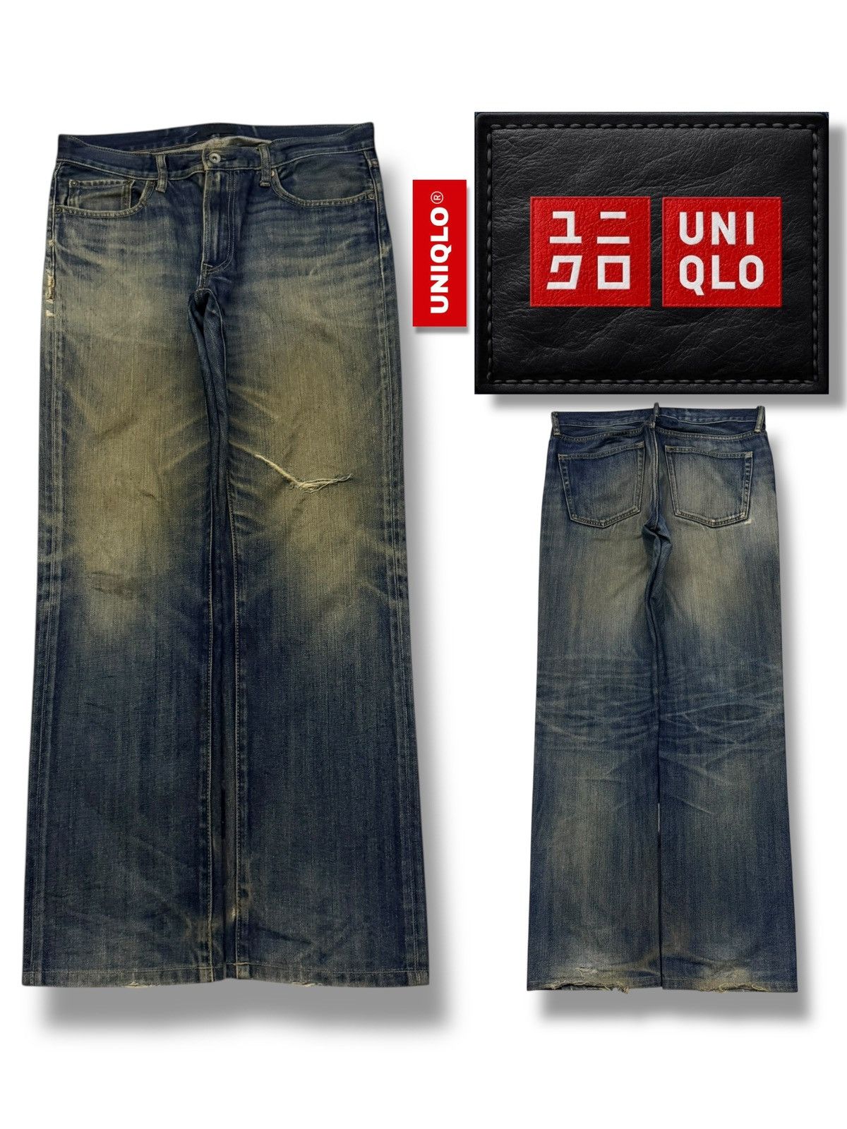 Uniqlo Vintage Uniqlo Japanese Denim Jeans | Vintage Faded Mud Wash Size US 35 - 1 Thumbnail