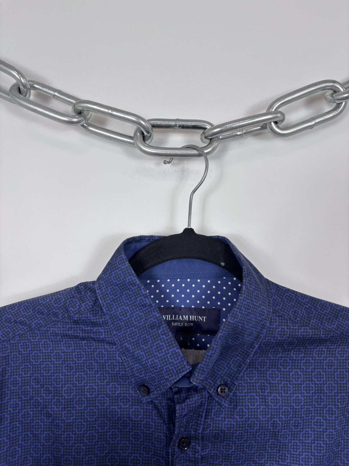 William Hunt William Hunt Savile Row Men’s Navy Blue Button Down Shirt Size US L / EU 52-54 / 3 - 4 Thumbnail