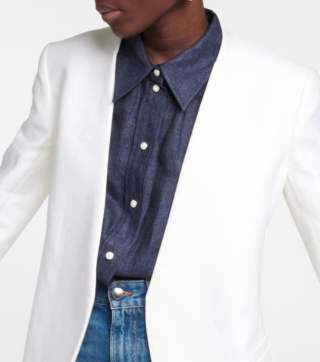 Chloe o1y0825 Blazer in White Size L / US 10 / IT 46 - 3 Thumbnail