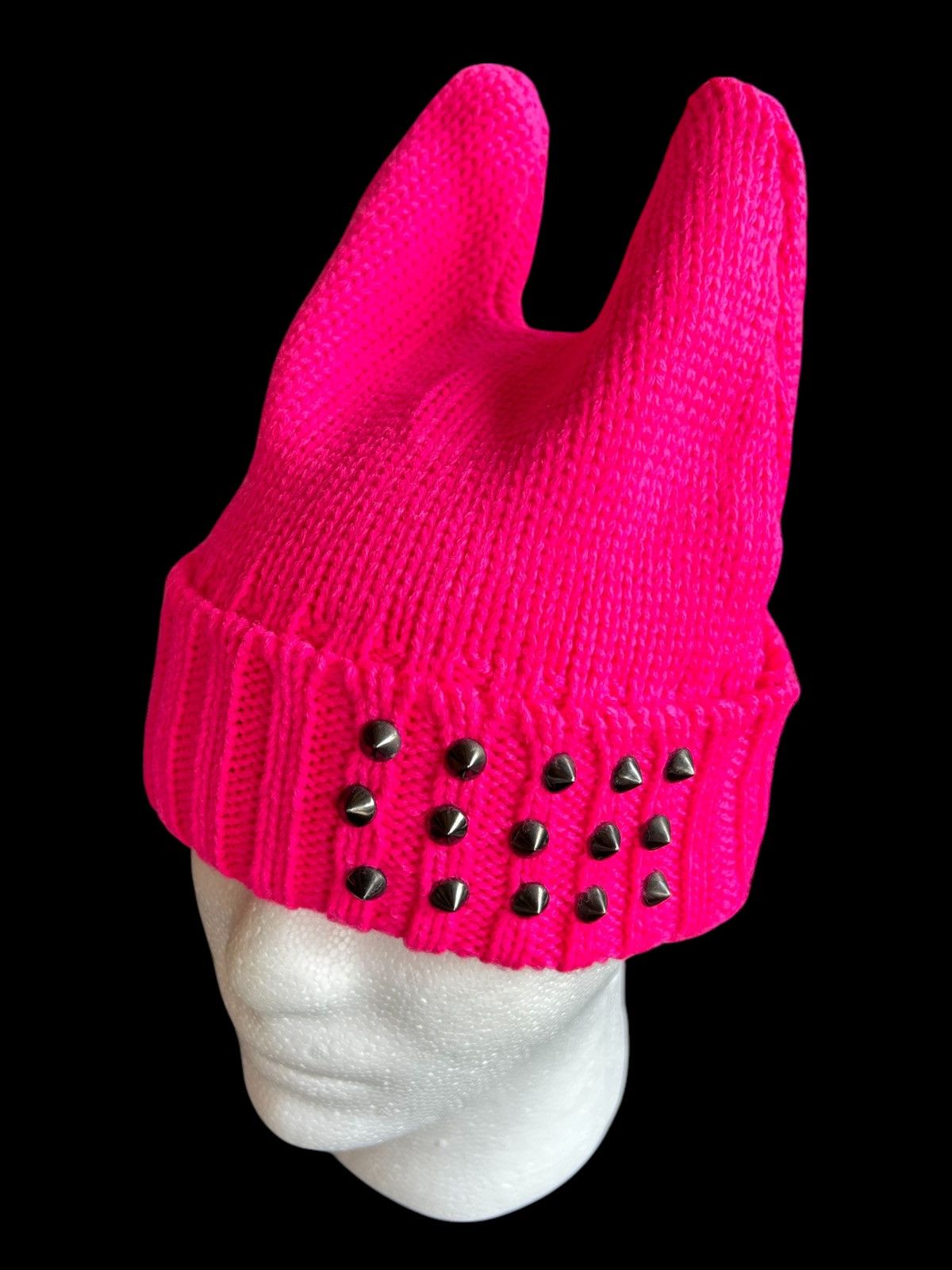 Japanese Brand × Kapital × Vintage Devil Horn Punk Studed knitted Beanie Hats Rare ☠️☠️ Size ONE SIZE - 1 Thumbnail