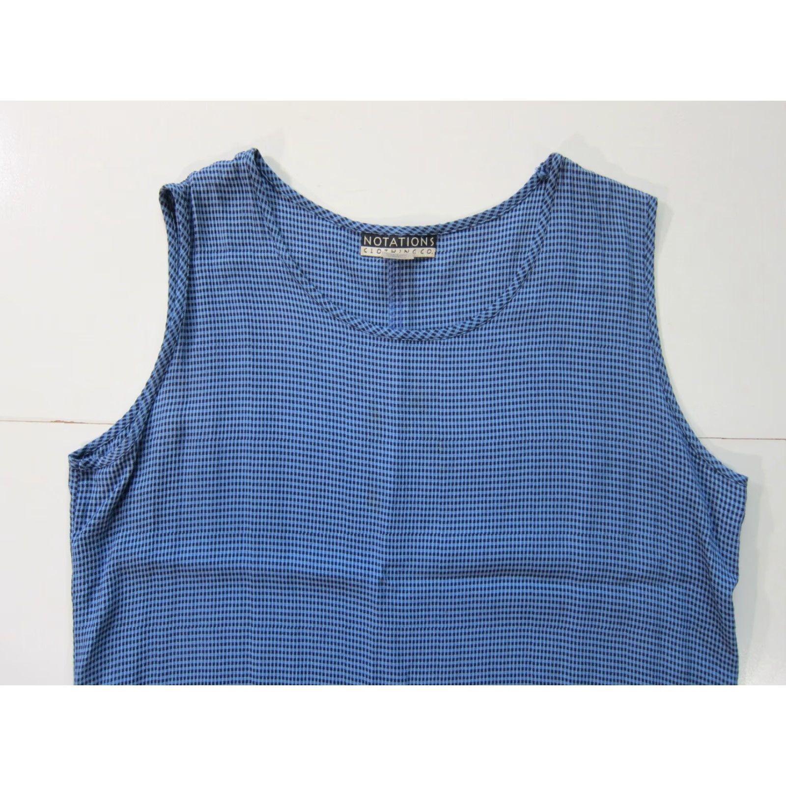 Vintage VINTAGE Notations Clothing Co. Rayon Blue Plaid Sleeveless Long Maxi Dress XL Size XL / US 12-14 / IT 48-50 - 4 Thumbnail
