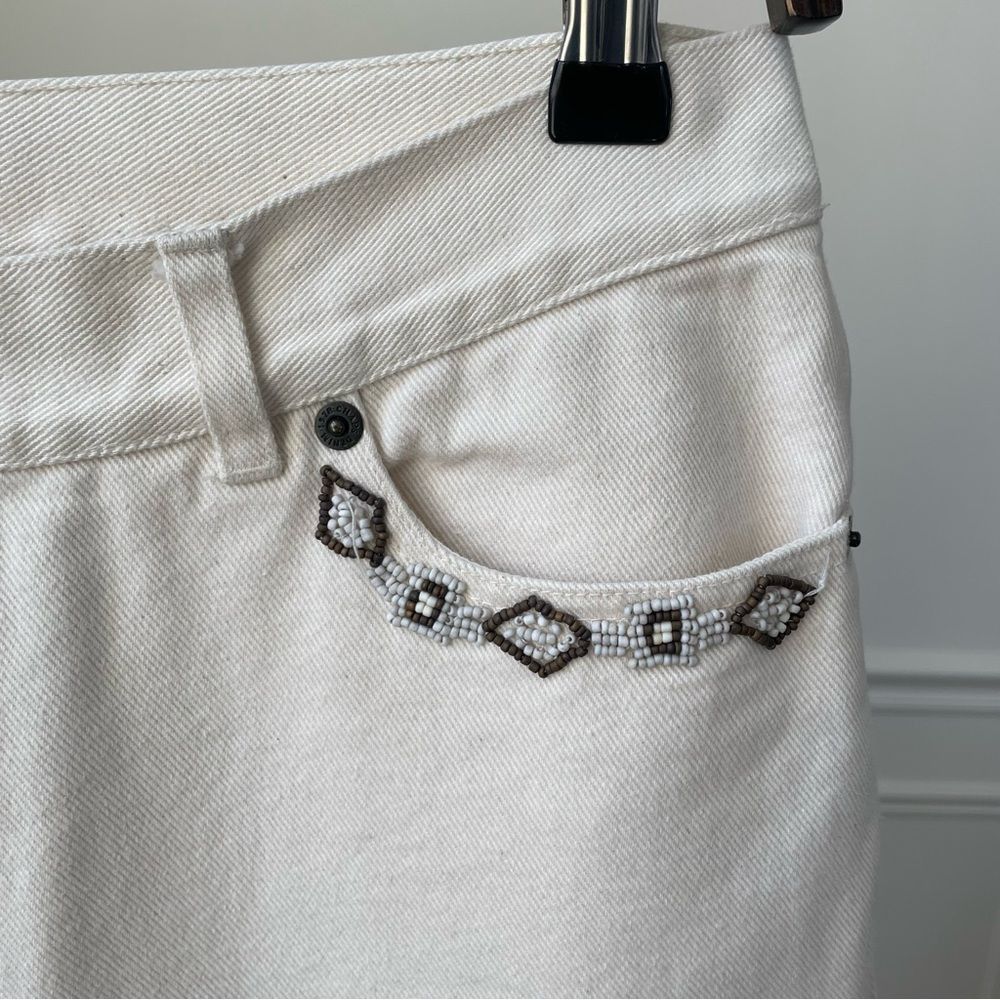 Chaps Chaps Ivory Cream Straight Leg Ankle Jeans Beaded Pocket 10 Size 32" / US 10 / IT 46 - 2 Thumbnail