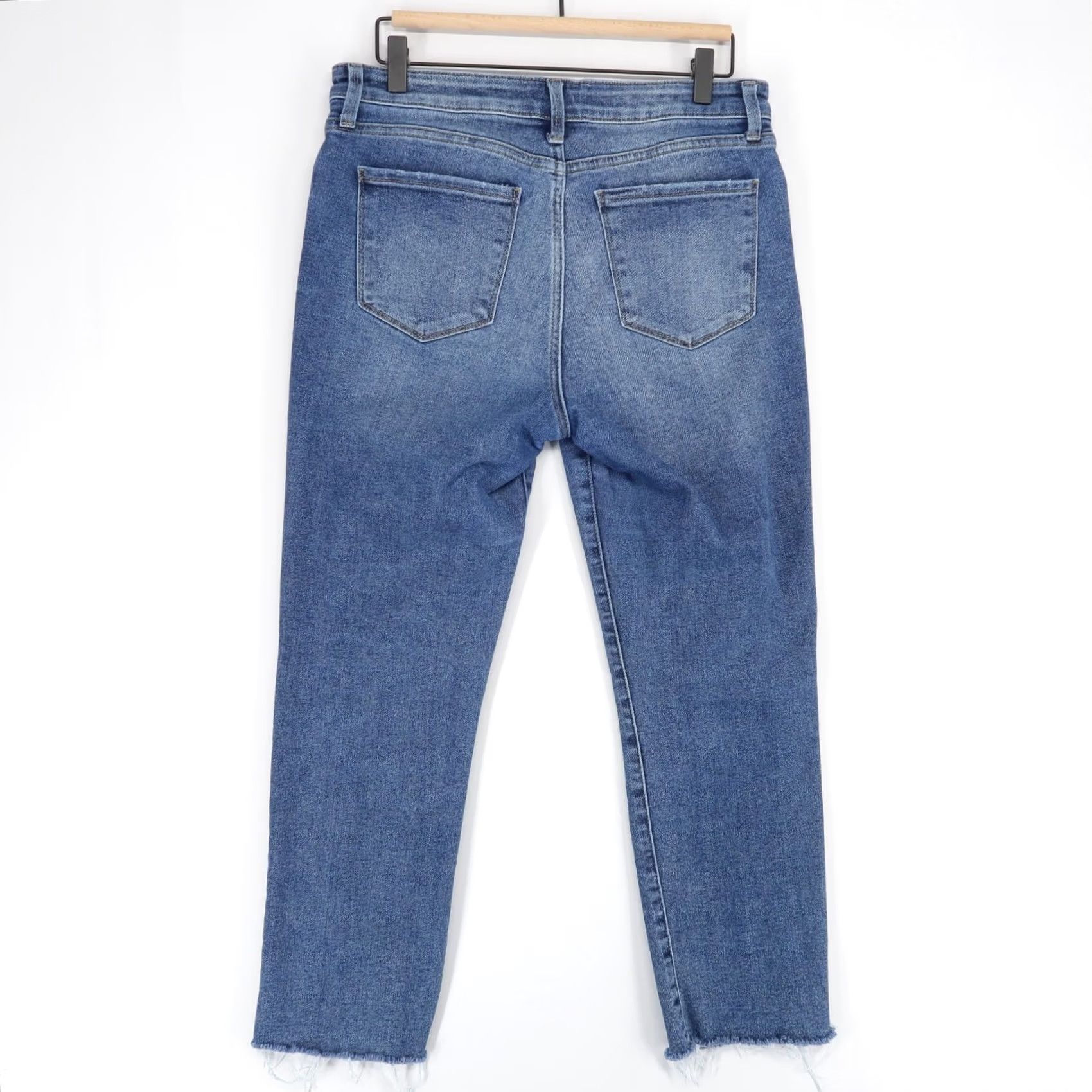 Vintage Evereve Jeans Womens 29 Blue High Rise Straight Leg Raw Hem Size 29" - 3 Thumbnail