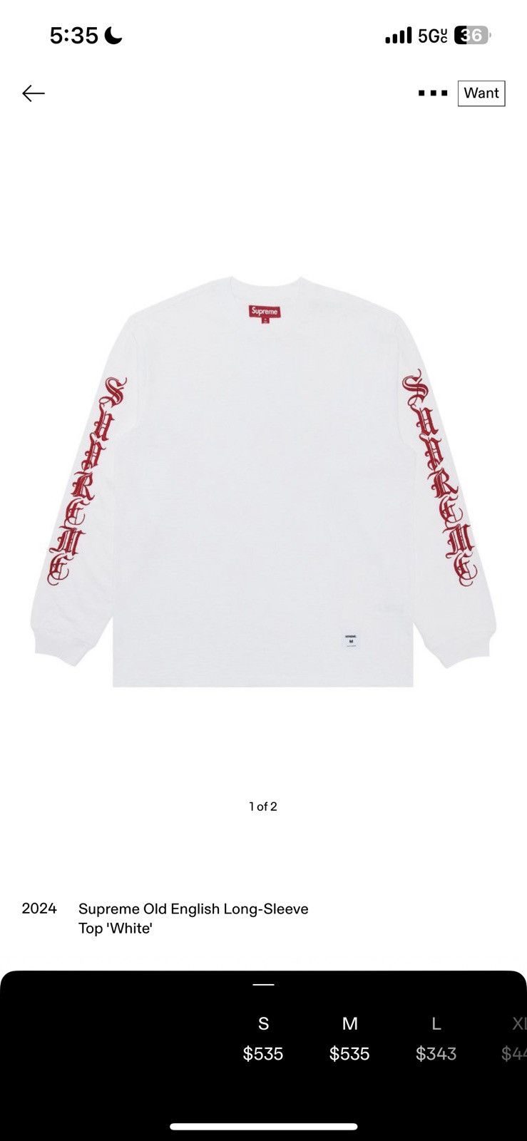 Supreme Supreme old english long sleeve | Grailed