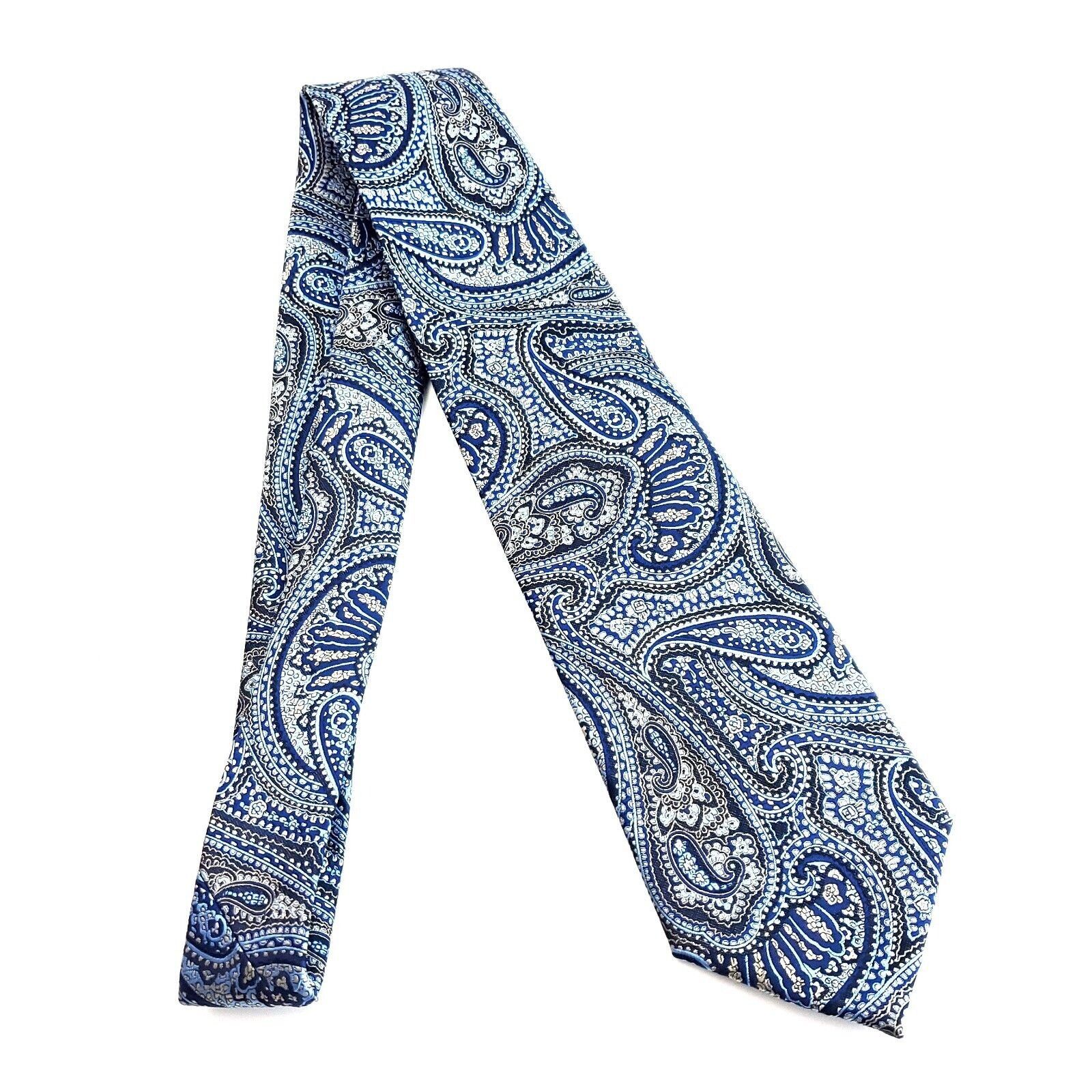 Designer Versa Collezioni Blue Gray Woven Paisley Silk Tie Size ONE SIZE - 6 Thumbnail