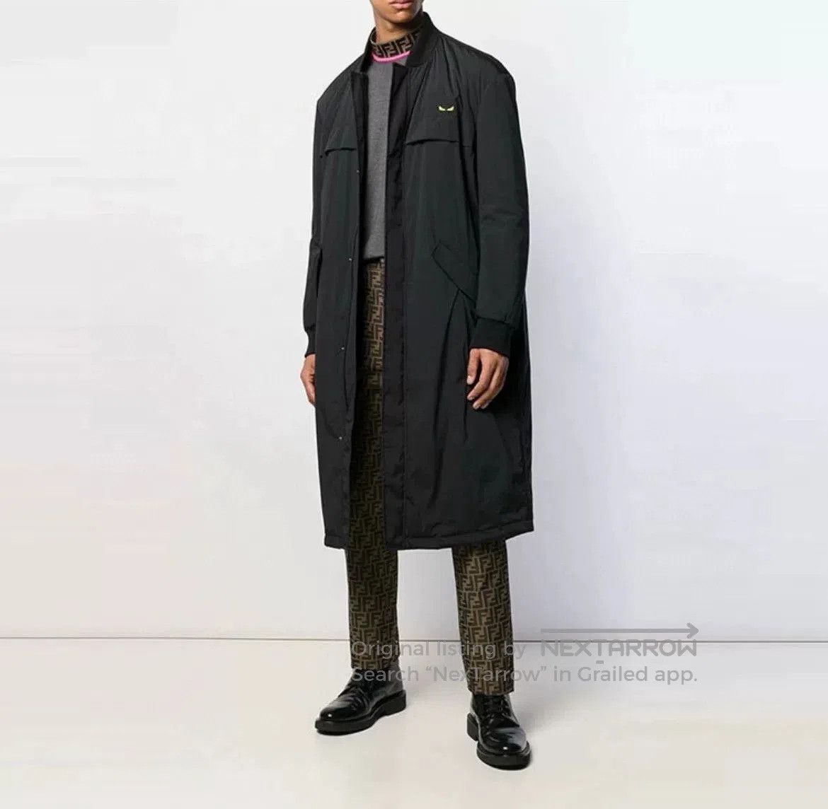 Fendi FENDI Men's Black Lapel Long-Sleeve Coat. Size US S / EU 44-46 / 1 - 6 Thumbnail