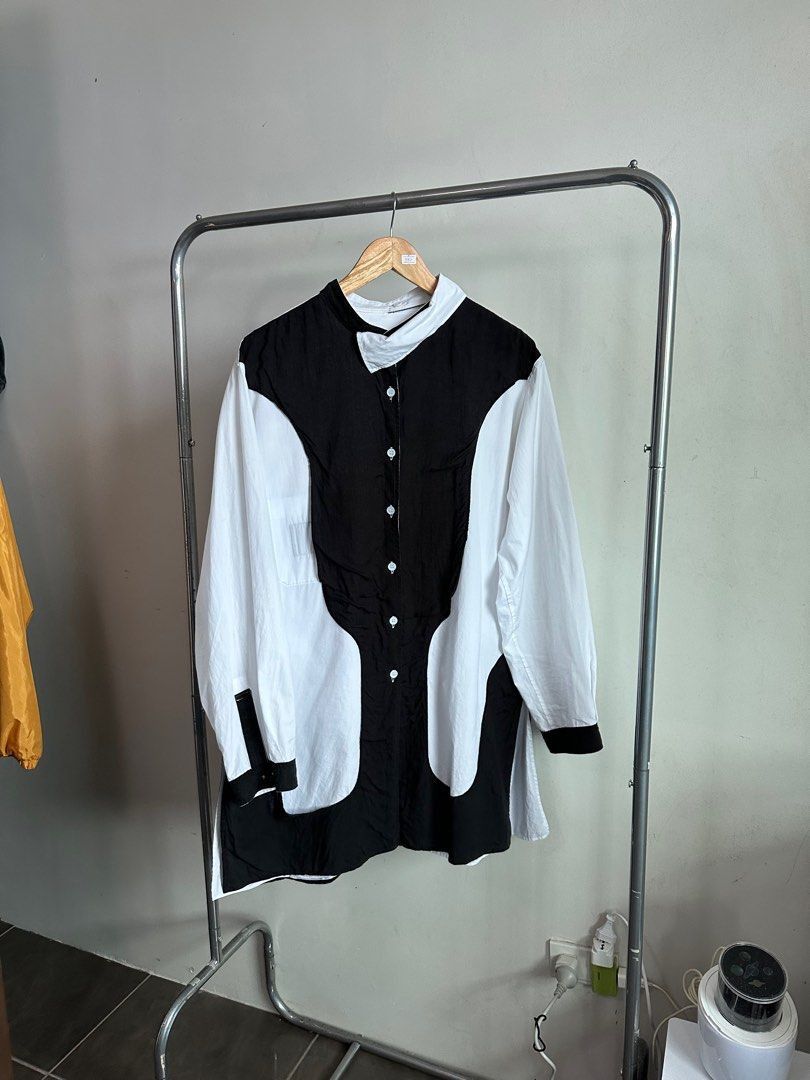 Yohji Yamamoto 23AW Yohji Yamamoto Pour Homme Black and White Shirt Size US L / EU 52-54 / 3 - 1 Thumbnail