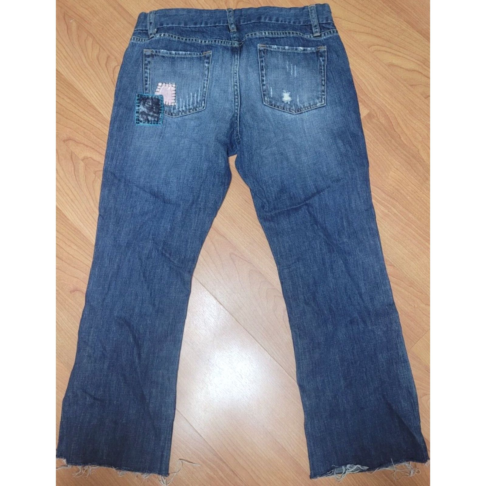 Old Navy Old Navy Womens Size 10 Boot Cut Denim Blue Jeans Low Waist Frayed Patch Nice Size 32" / US 10 / IT 46 - 3 Thumbnail